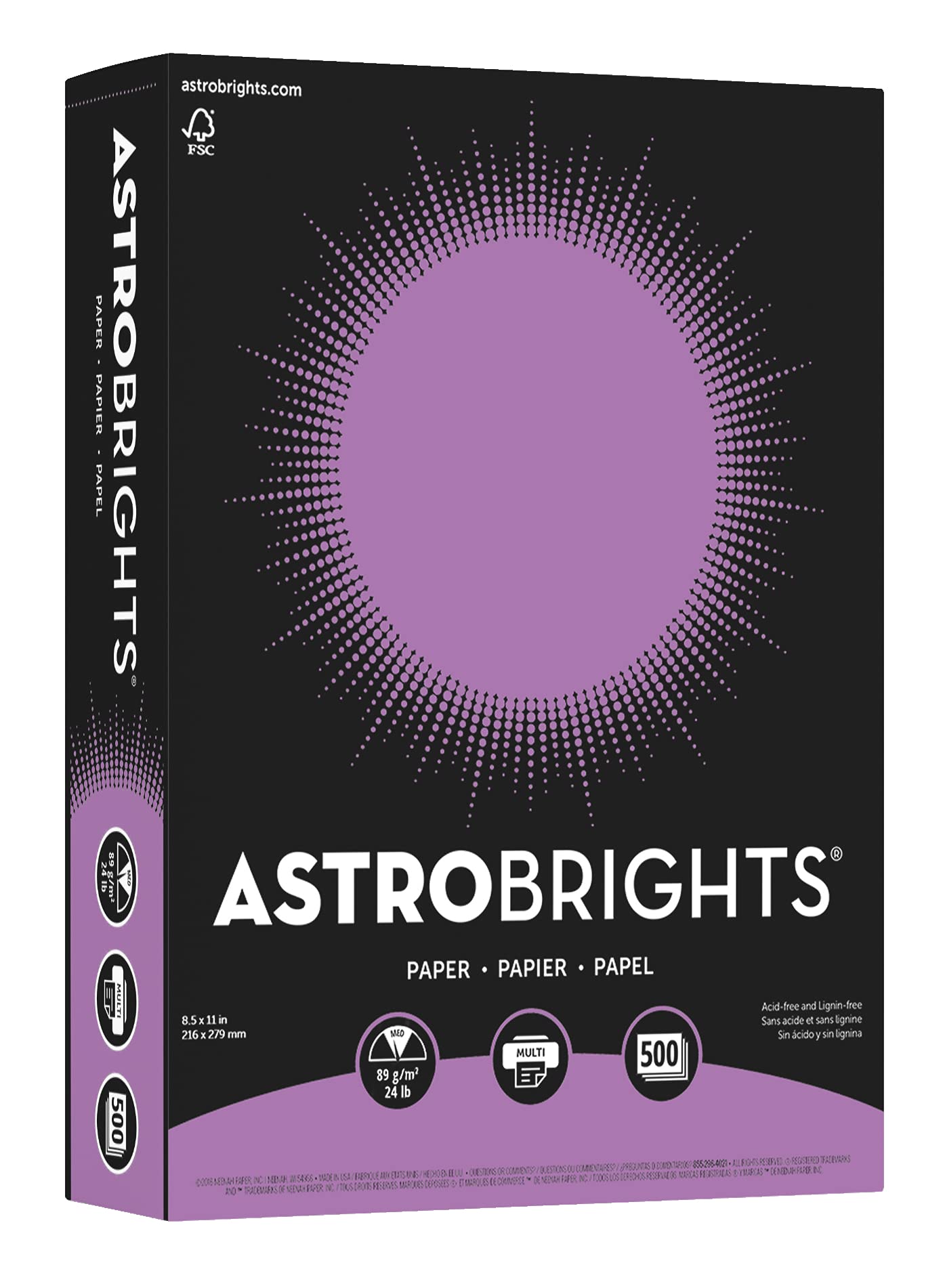 Wausau Astrobrights 24# Writing Paper, 500 count, Planetary Purple, 8.5 x 11 Inch (21678 )