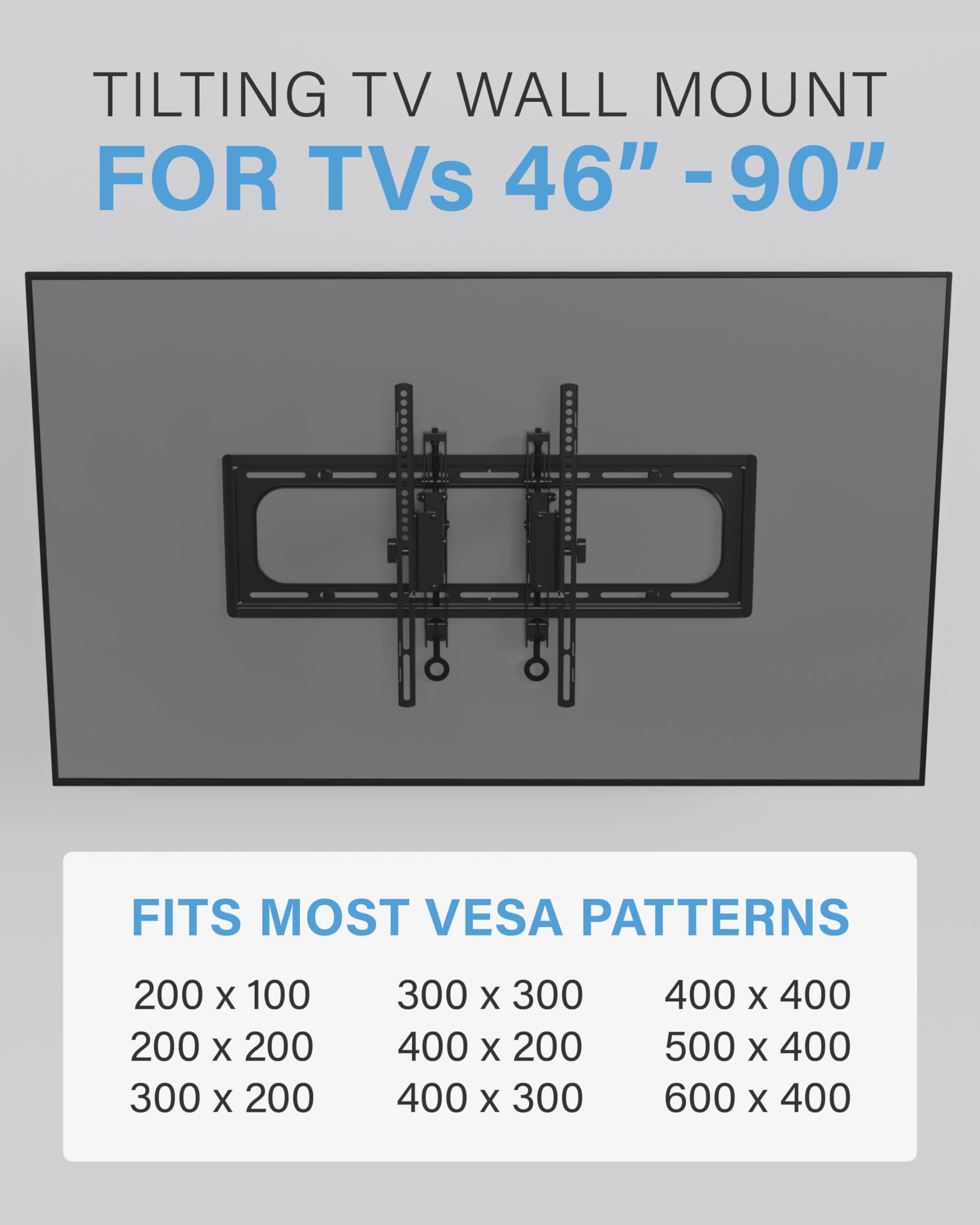 SANUS Tilting TV Wall Mount for Large TVs Up to 90” - Premium Tilt Mount w/Universal Fit - Smooth 5.7" Extension Allows for Cable Management - Includes Hardware & Drill Template for Easy Install