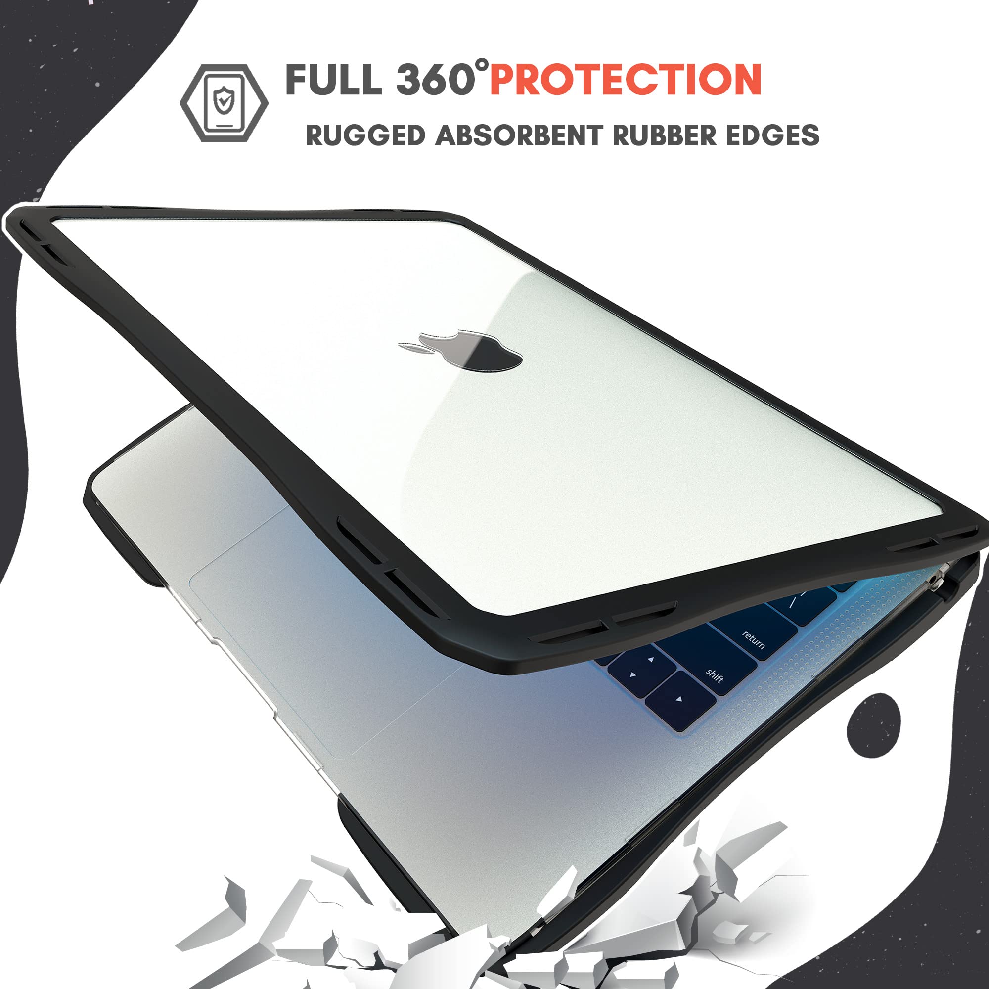 UZBL Case for MacBook Air 13 inch M1 & Intel (2018-2020 Release), Lightweight Protective Hard Shell Clear Case Cover for MacBook Air M1 and Intel Touch ID, NOT M2