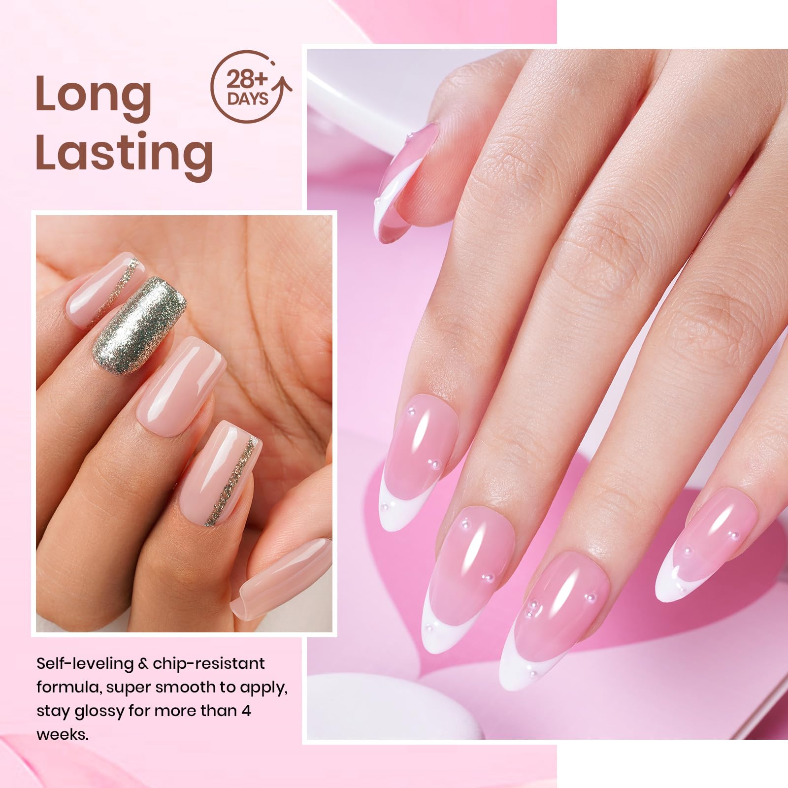 Beetles Gel Polish 6 Colors Jelly Winter Gel Nail Polish Set Gift, Milky White Sheer Pink Nude Brown Translucent Soak Off Uv Nail Gel Diy Art for Girls Women Ultimate Monochrome Collection