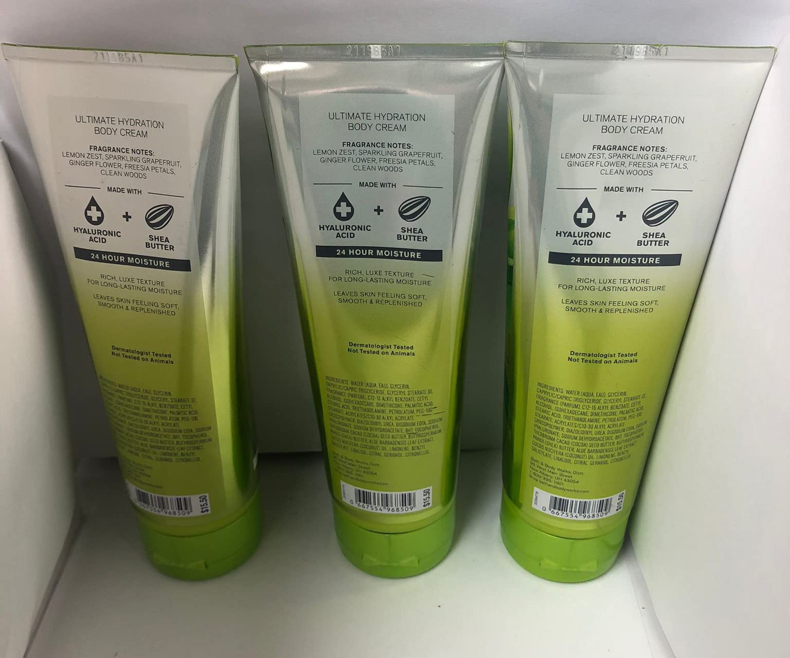 Lot of 3 Bath & Body Works WHITE CITRUS 24 Hour Moisture Ultra Shea Body Cream 8 oz / 226 g