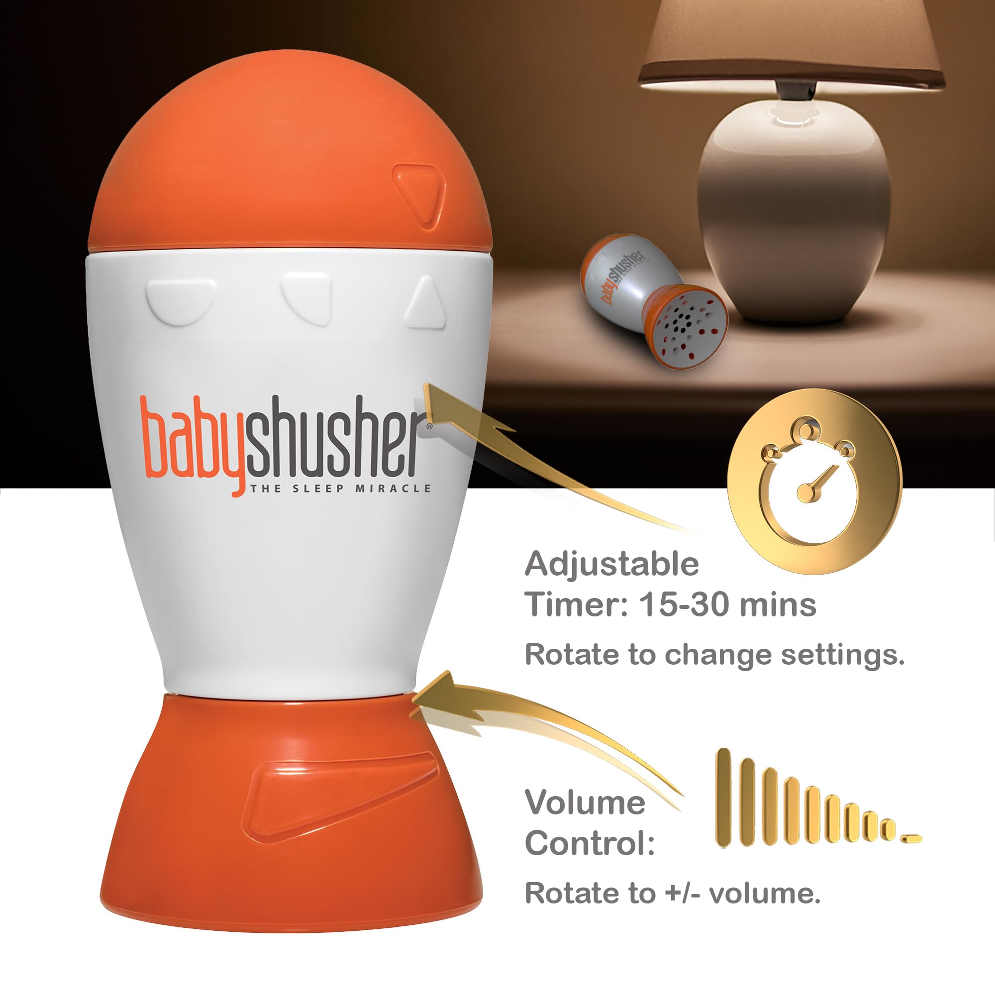 Baby Shusher - The Original Shhh Calming Sound Machine for Baby | Stops Fussy Crying Spells | for Parents, Pediatricians, Photographers | Portable for Travel | 15 or 30 minute Timer