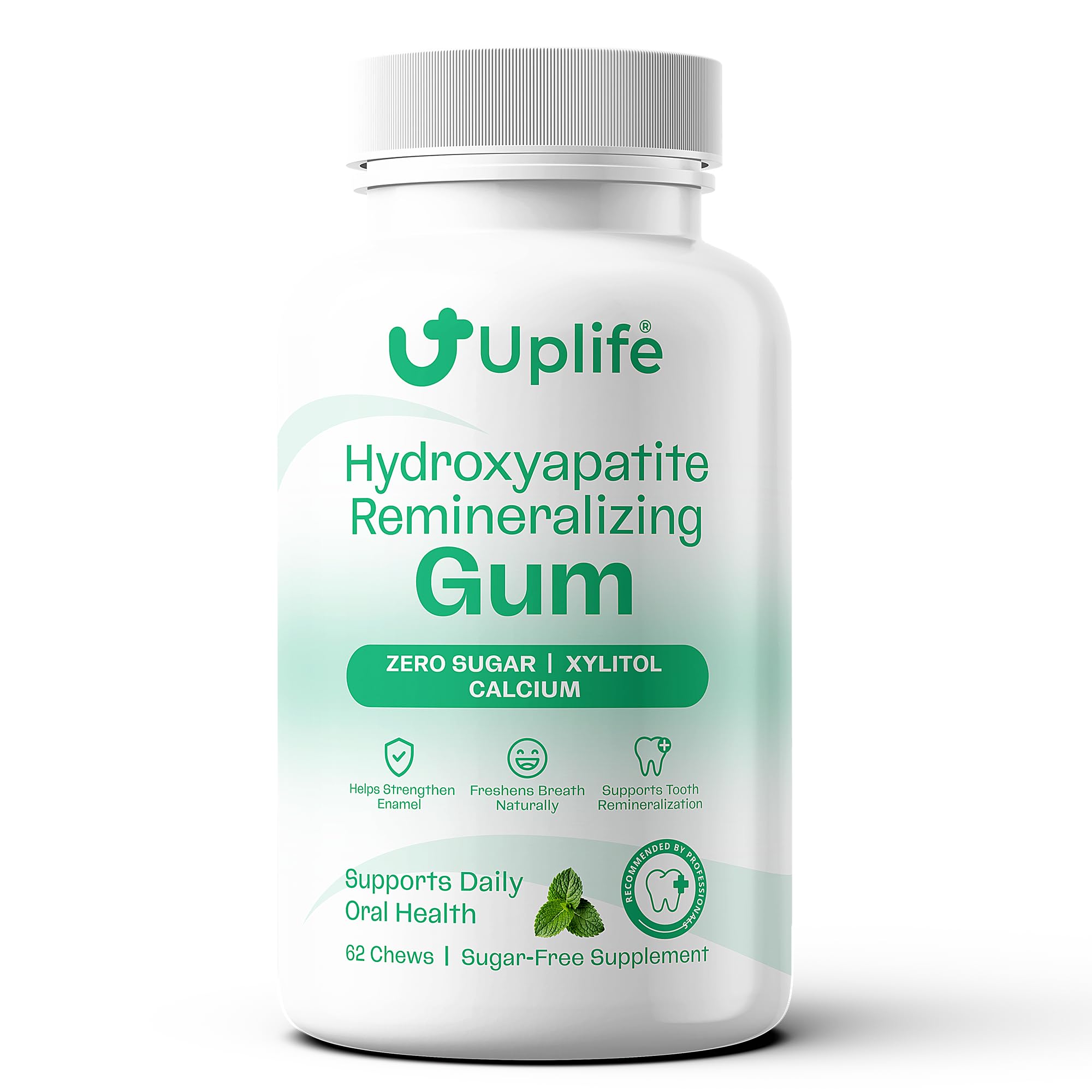 Uplife Hydroxyapatite Remineralizing Gum – Sugar-Free Xylitol Chewing Gum – Supports Daily Oral Health & Fresh Breath – Zero Sugar, Mint Flavor, 62 Pieces