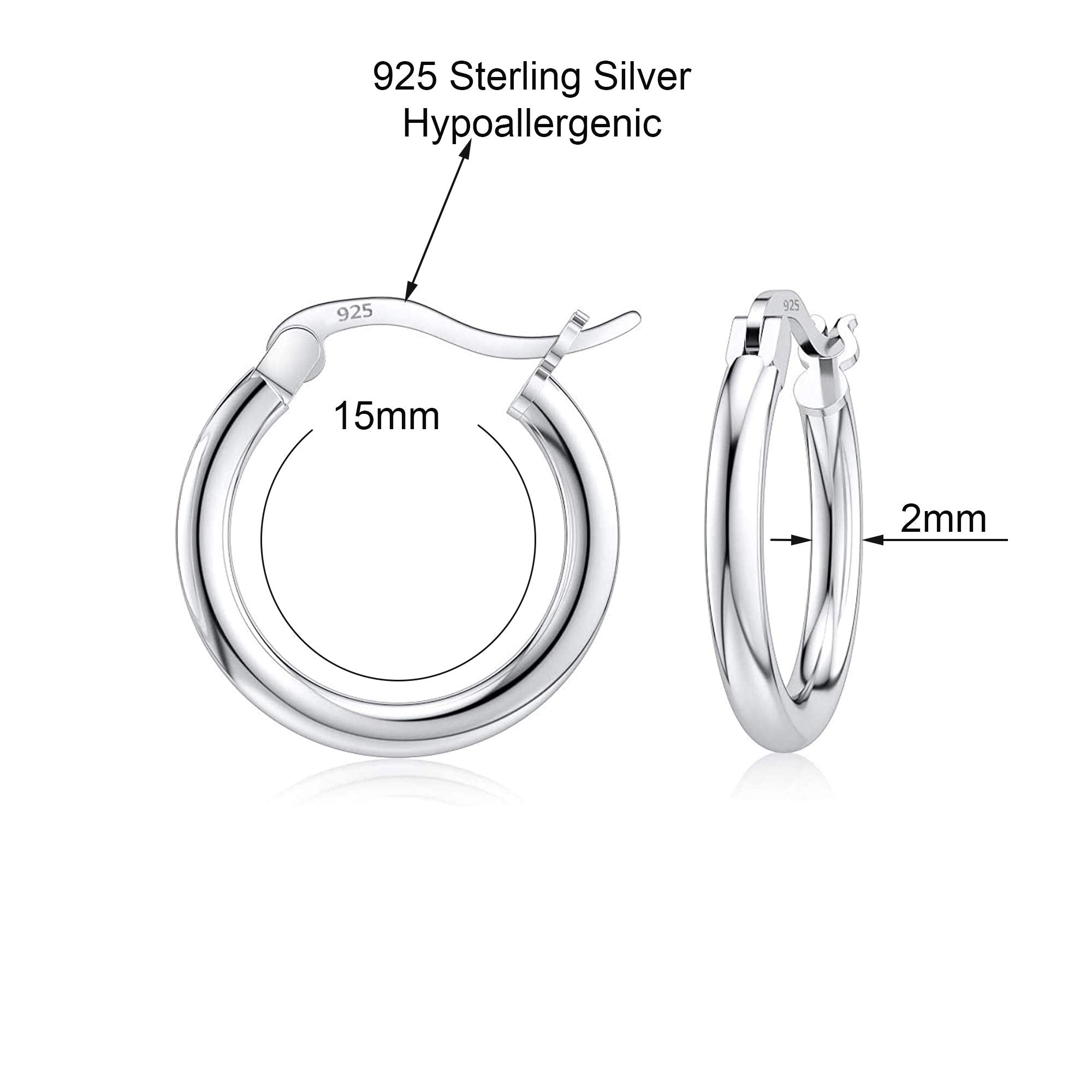 Savlano 925 Sterling silver Round Hoop Earrings for Women, Girls & Men Comes in 10MM-25MM (15)
