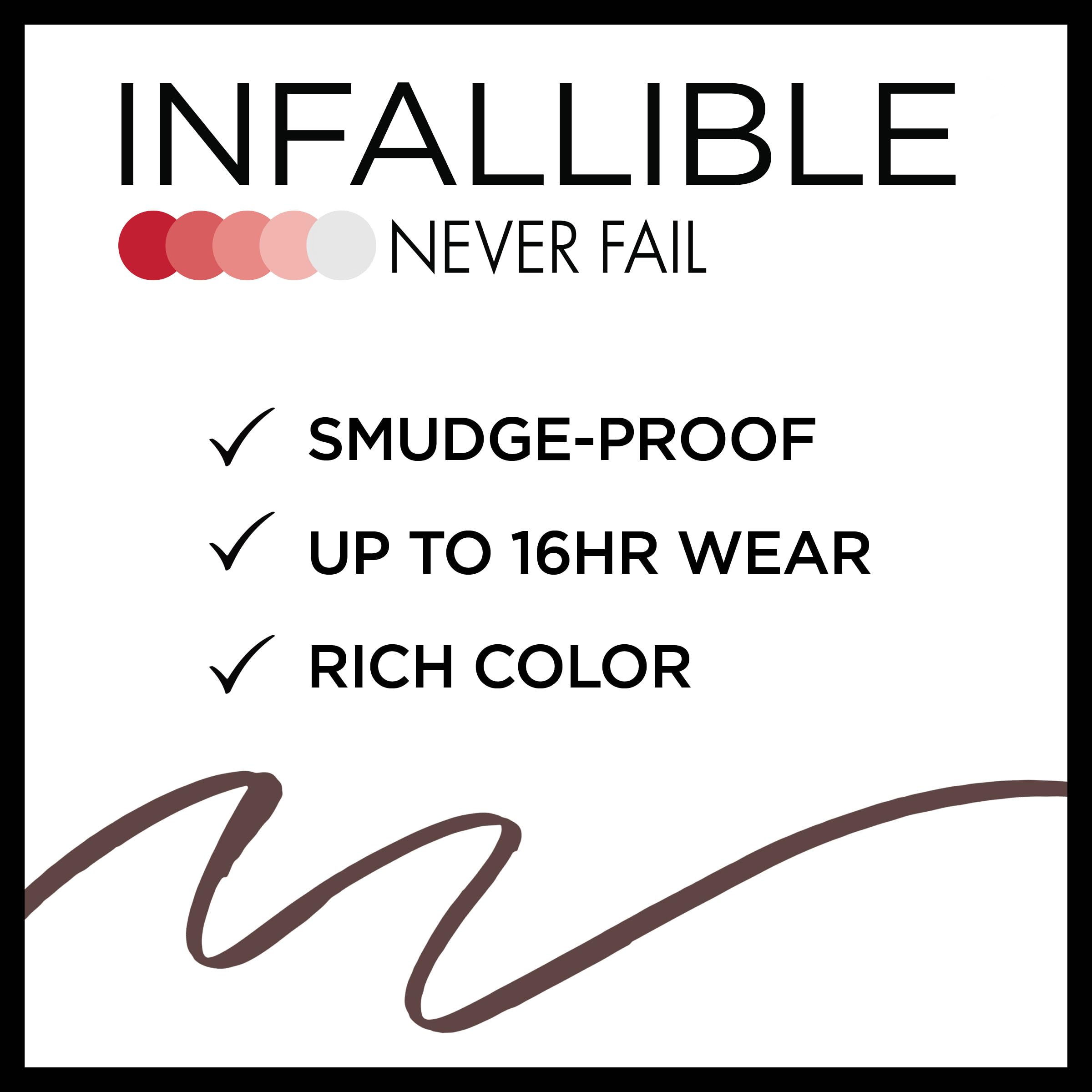 L’Oréal Paris Makeup Infallible Never Fail Original Mechanical Pencil Eyeliner with Built in Sharpener, Black Brown, 0.008 oz., 2 Count