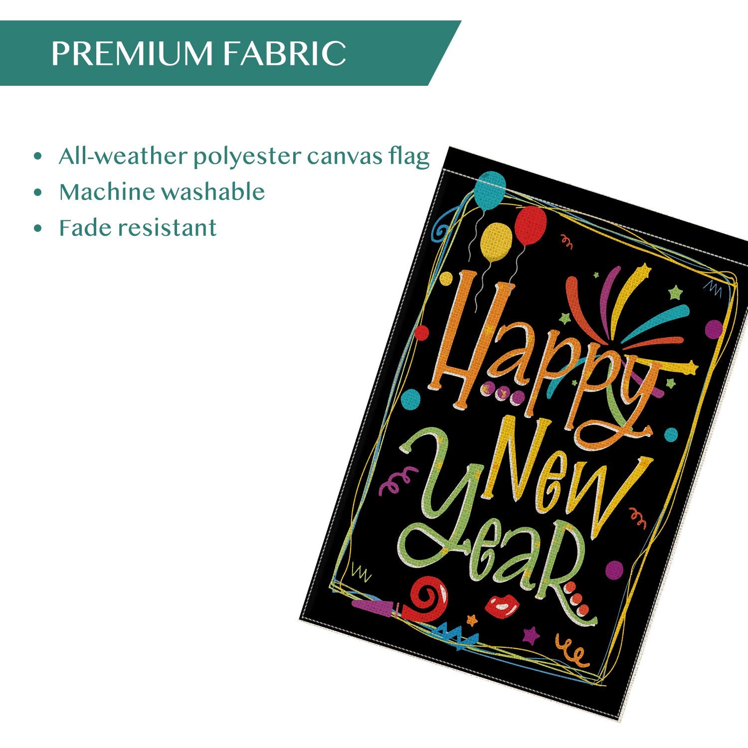 AVOIN Happy New Year Garden Flag Vertical Double Sized, Balloon Firework Celebration Party Yard Outdoor Decoration 12.5 x 18 Inch