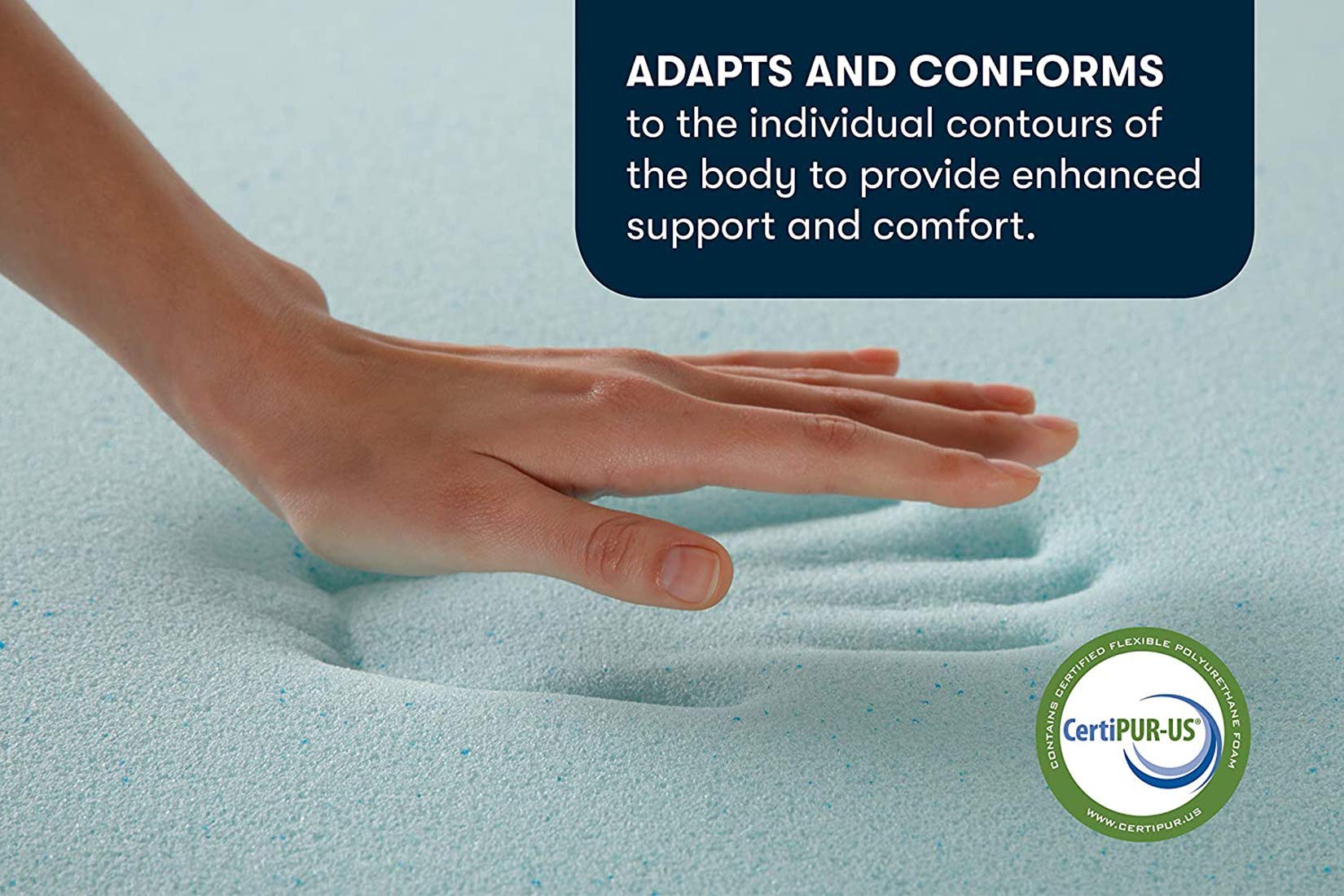 Serta ThermaGel Cooling, Pressure-Relieving Memory Foam Mattress Topper, 3 Inch, Twin Blue