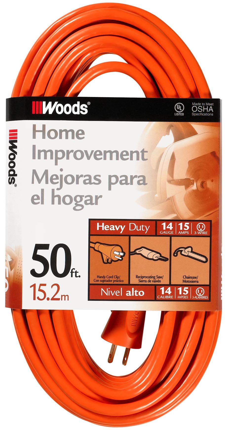 Woods 626 Ext Cord, 50-Feet, Orange