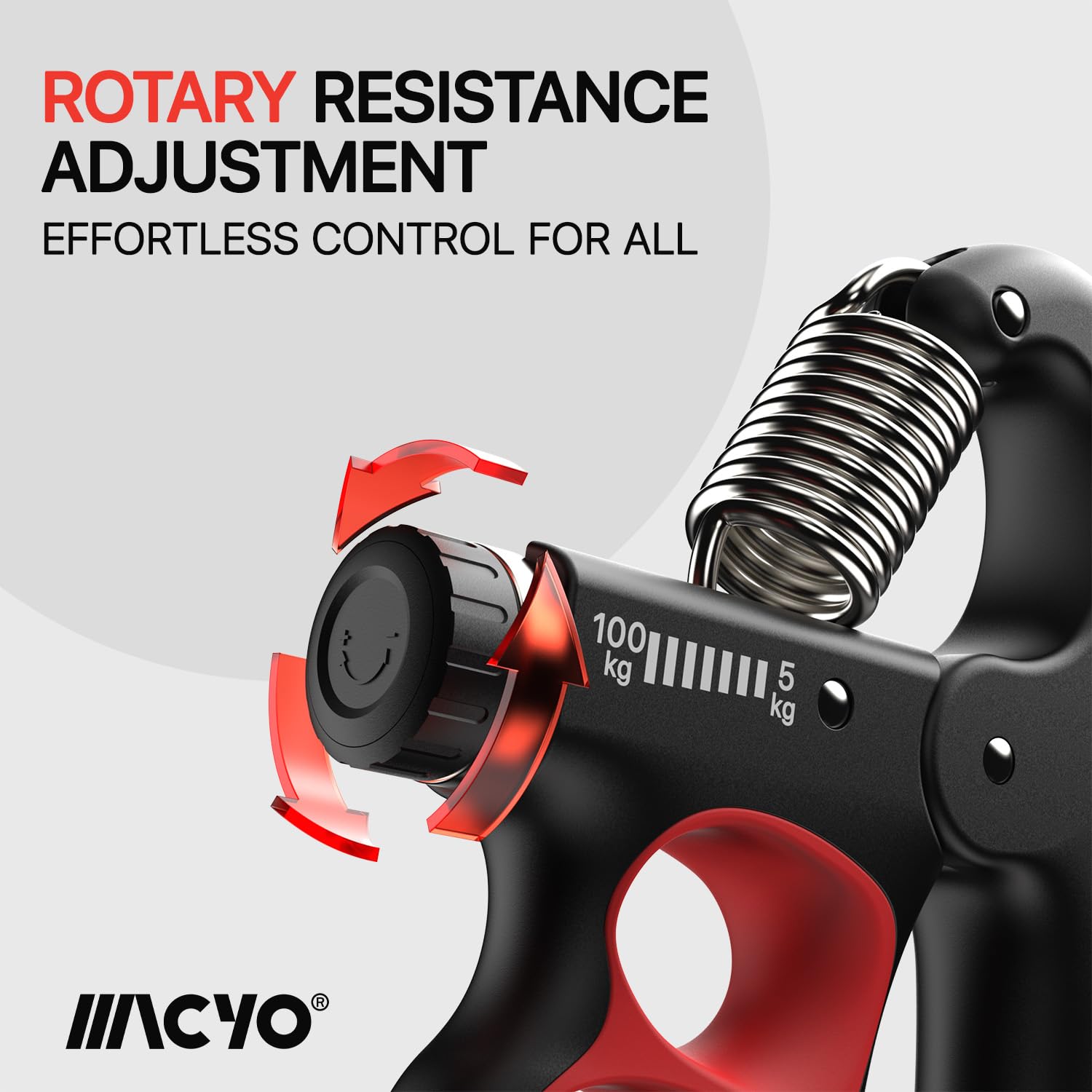 MACYO Grip Strength Trainer, Display Counter Hand Grip Strengthener with Adjustable Resistance 11-220Lbs(5-100KG), Ergonomic Design, Forearm Strengthener for Musicians Athletes and Injury Recovery (Orange)