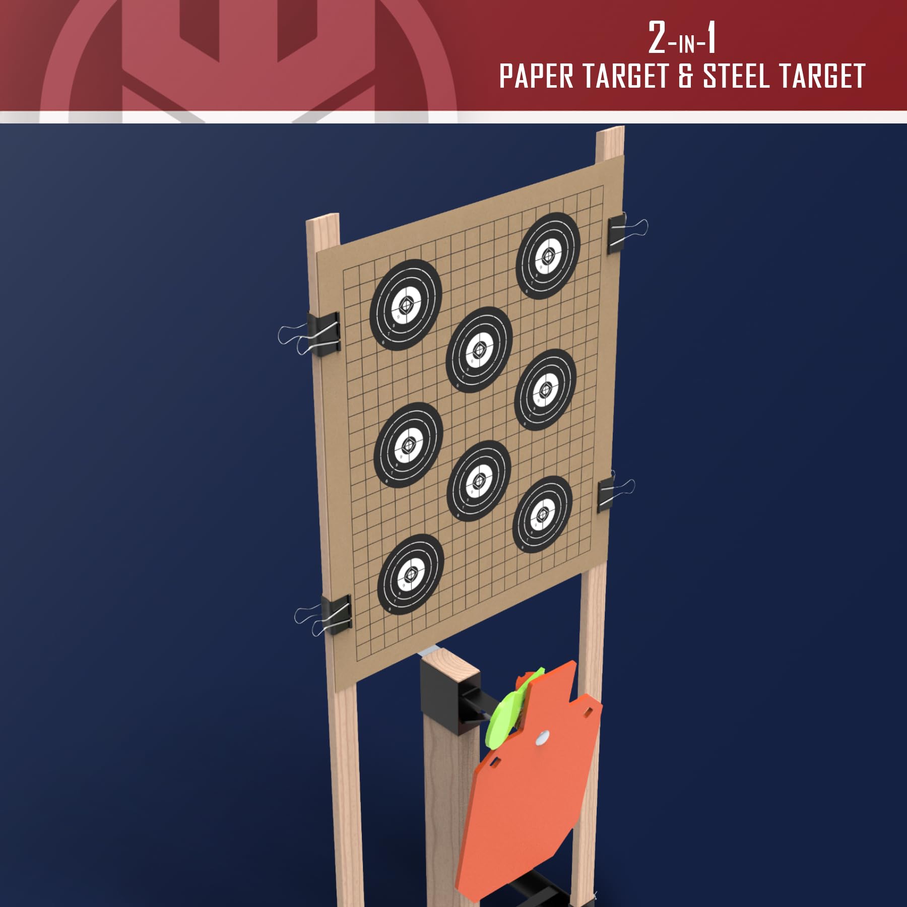 KNINE OUTDOORS Target Stand System 10x16 inch AR500 Steel Hostage Reactive Shooting Target 3/8" Thick with 2x4 Target Stand Kit