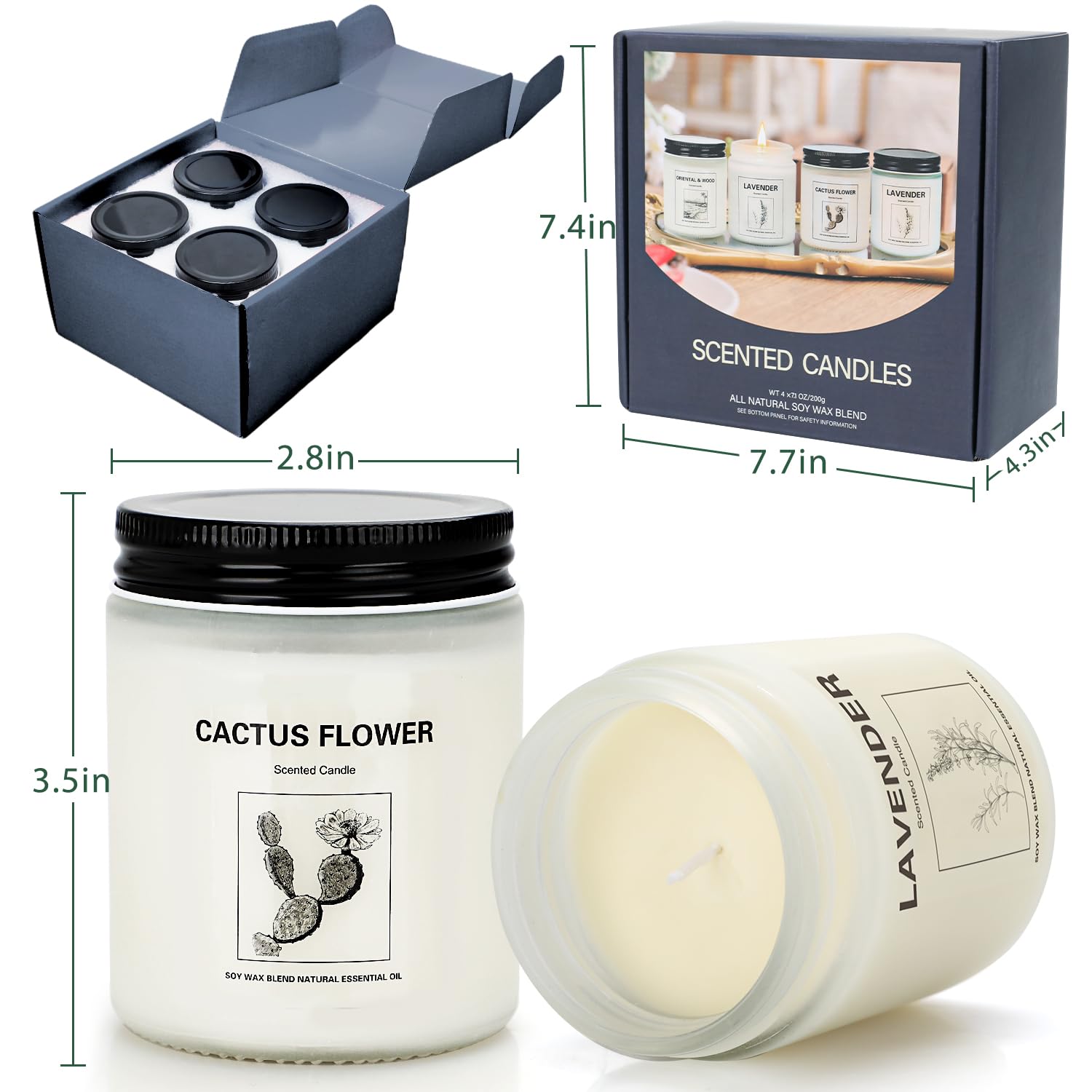 4 Pack Candles for Home Scented, Lavender Candles Set, Aromatherapy Jar Candles for Home, 28 oz 200 Hour Long Lasting Candles, Scented Candles Gifts Set for Women, Birthday, Valentine, Anniversary