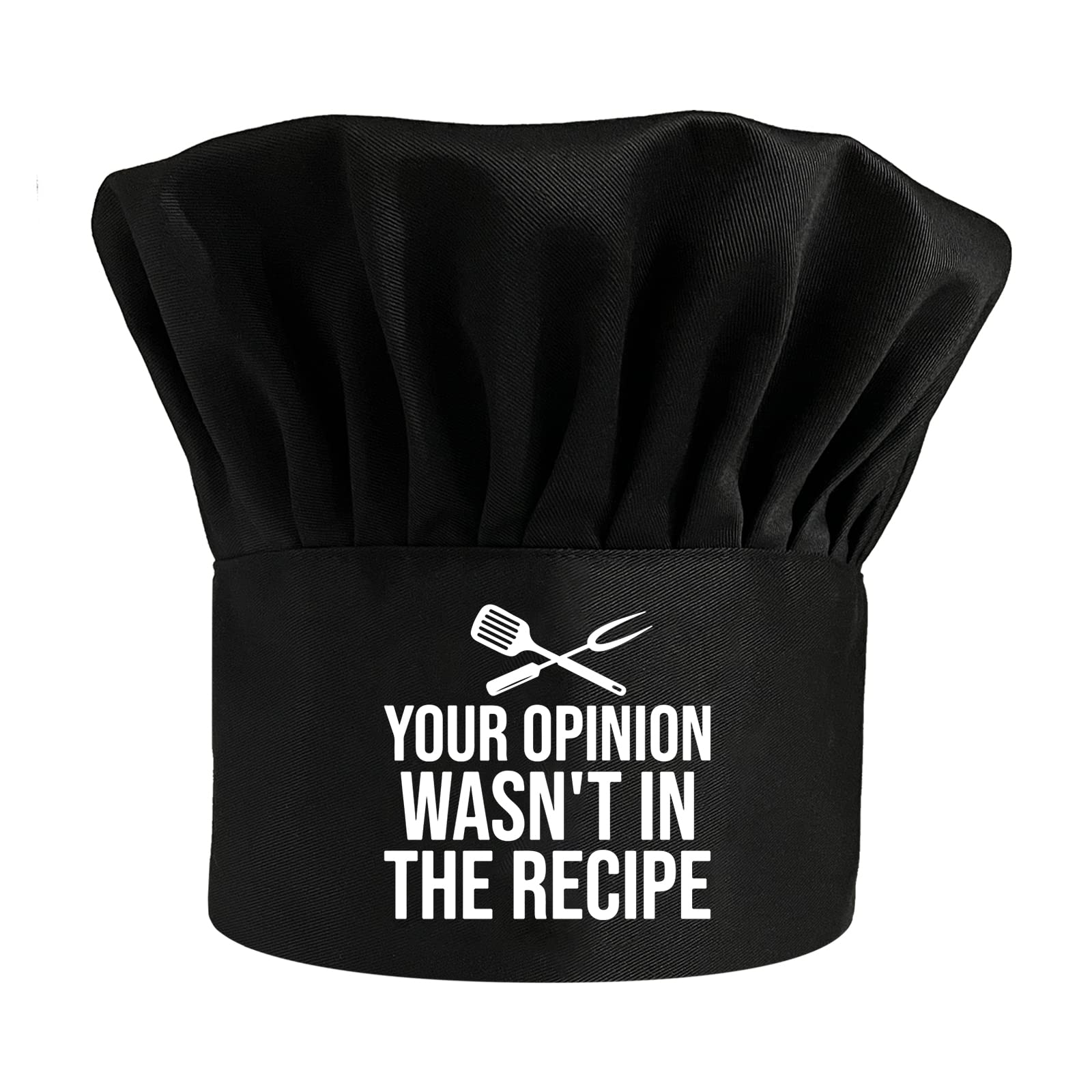 Your Opinion Wasn't in The Recipe,Funny Chef Hat,BBQ Chef Hats,Adjustable Kitchen Cooking Hat for Men & Women, BBQ Gift,Perfect for BBQ Grilling Barbecue Cooking Baking Black