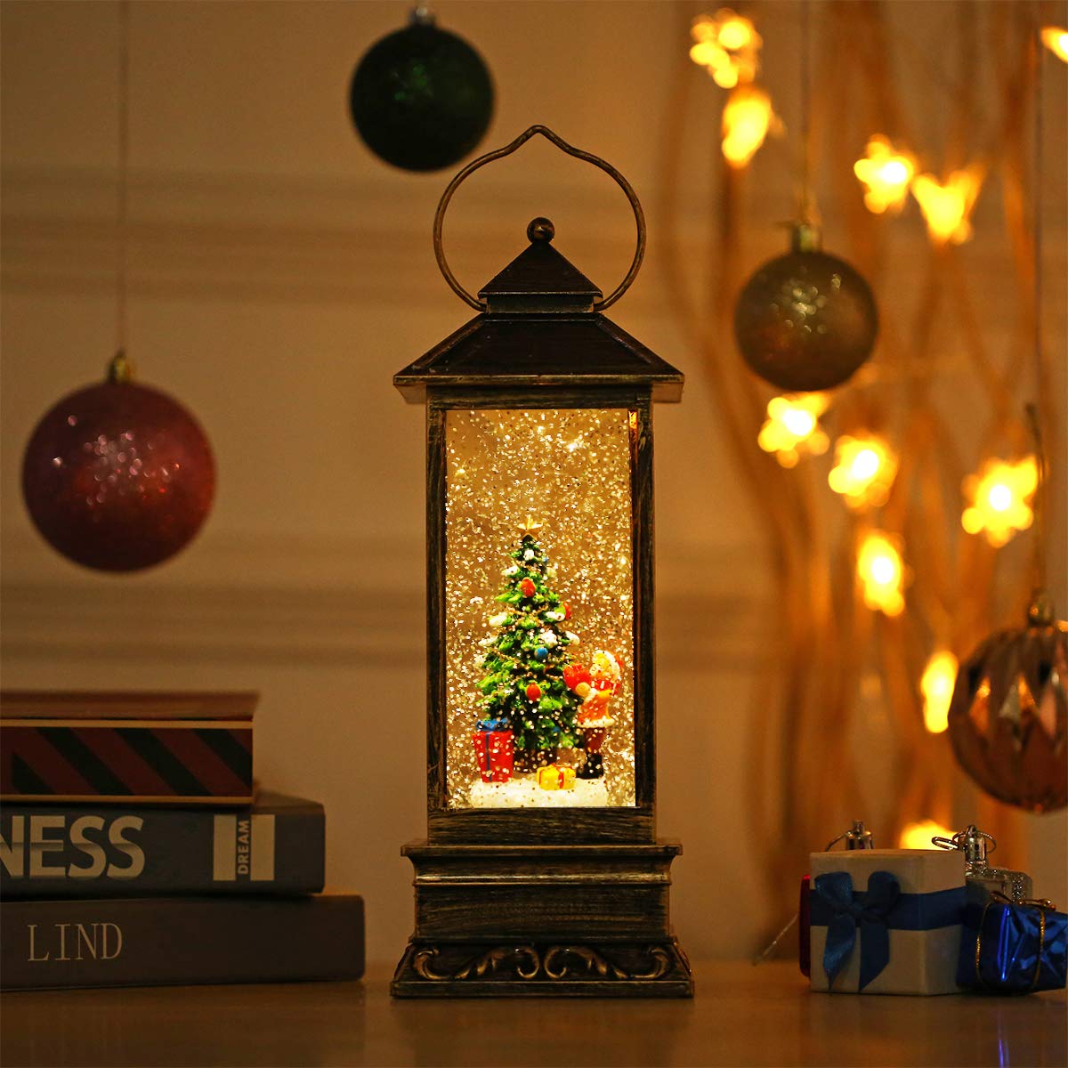 Snow Globe,Christmas Lanterns,Christmas Music Snow Globe Lantern with 6 Hour Timer, Christmas Lantern,Christmas Snow Globe Lantern Water Lantern Snow Globe Xmas Gifts Christmas Decor (Christmas Tree)