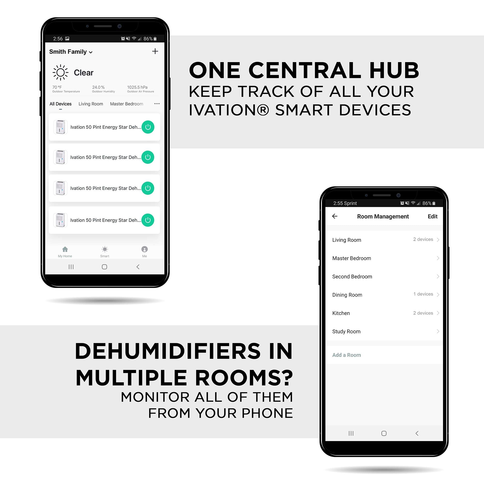 Ivation 4,500 Sq Ft Smart Wi-Fi Energy Star Dehumidifier with App, Continuous Drain Hose Connector, Programmable Humidity, 2.25 Gal Reservoir for Medium and Large Rooms (4,500 Sq Ft)