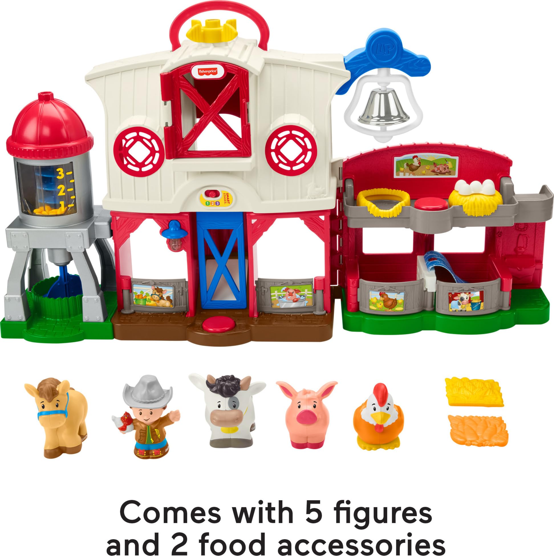Fisher-Price Little People Toddler Learning Toy Caring for Animals Farm Playset with Smart Stages for Pretend Play Kids Ages 1+ years