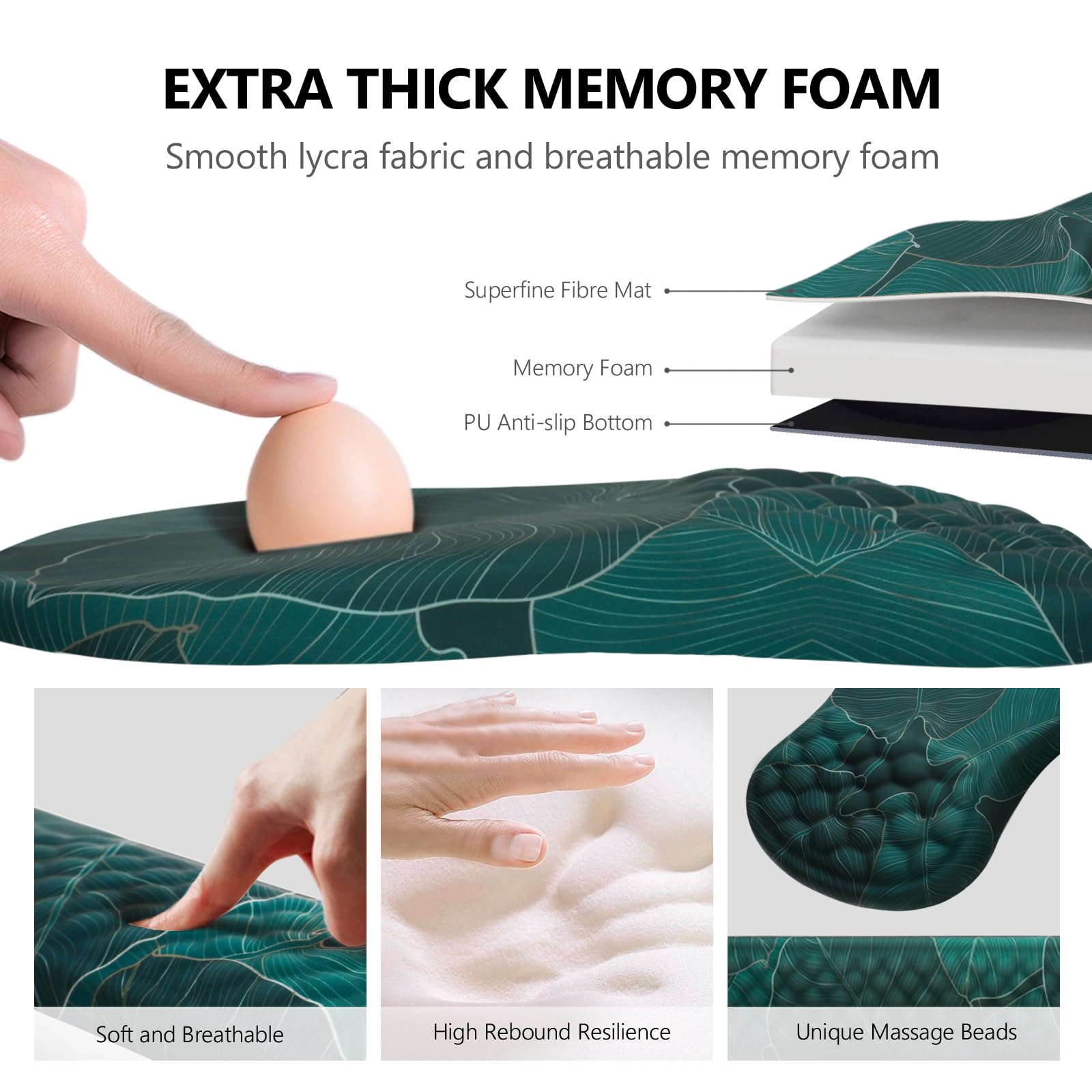 Mouse Pad Wrist Support, Laokiiy 2 in1 Keyboard Wrist Rest+ Ergonomic Mouse Pad, Non-Slip Wrist Rest for Computer Keyboard, Made Easy Typing & Relieve Wrist Pain(Banana Leaf Green)