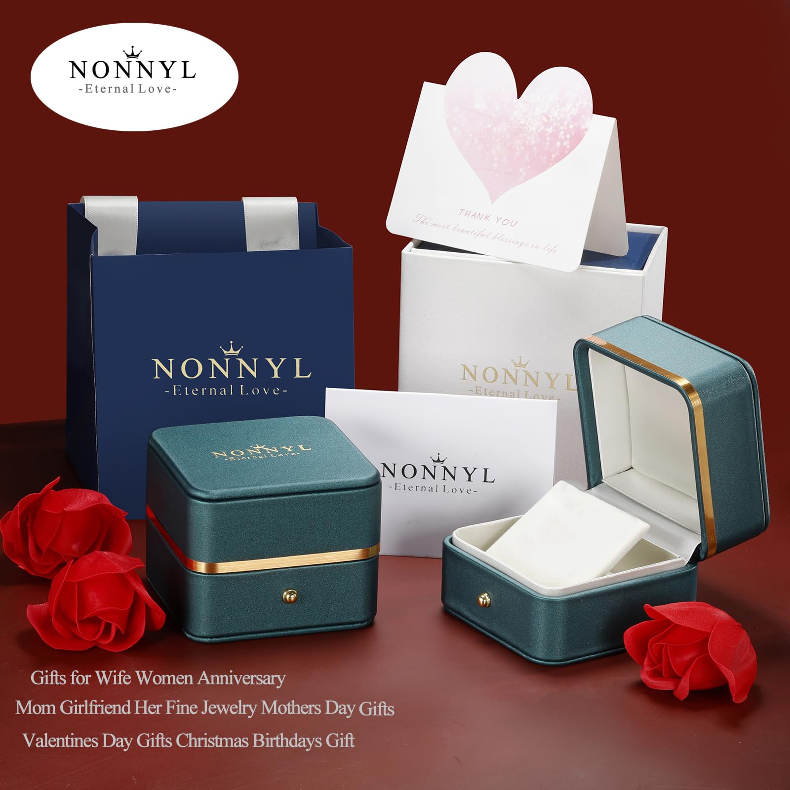 NONNYL Gifts for Women Wife Mom Mother Gift for Her Girlfriend Present for Wedding Birthday Anniversary Jewelry, Mother's Day Christmas Day valentine's Gifts,Pearl Stud Earrings 18k