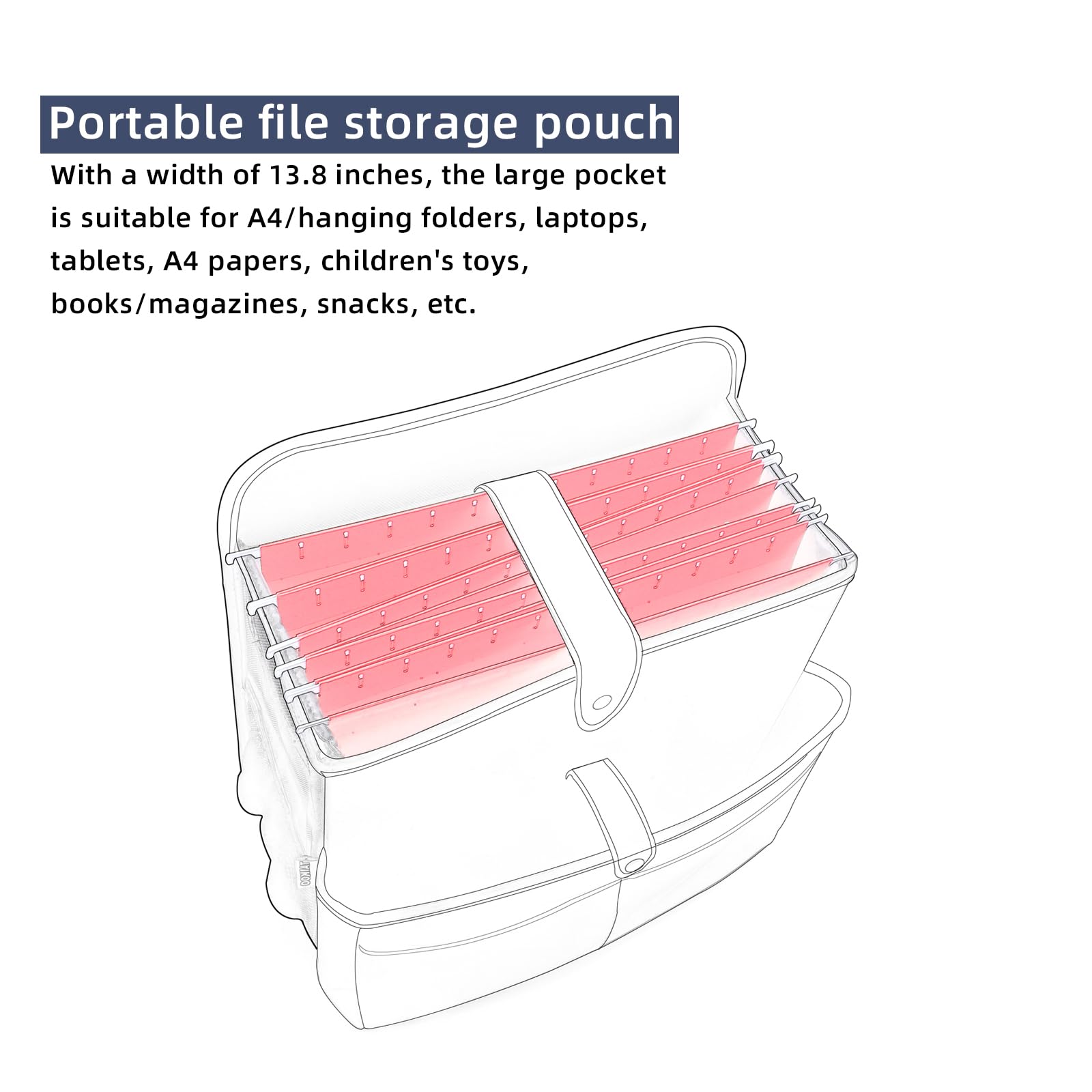 TAIKOO Front Seat Car Organizer,Car File Organizer-Hanging Letters/Legal Folders/Laptops and Tablets,Car Office Large Capacity A4 Letter Sized Document Storage Bag