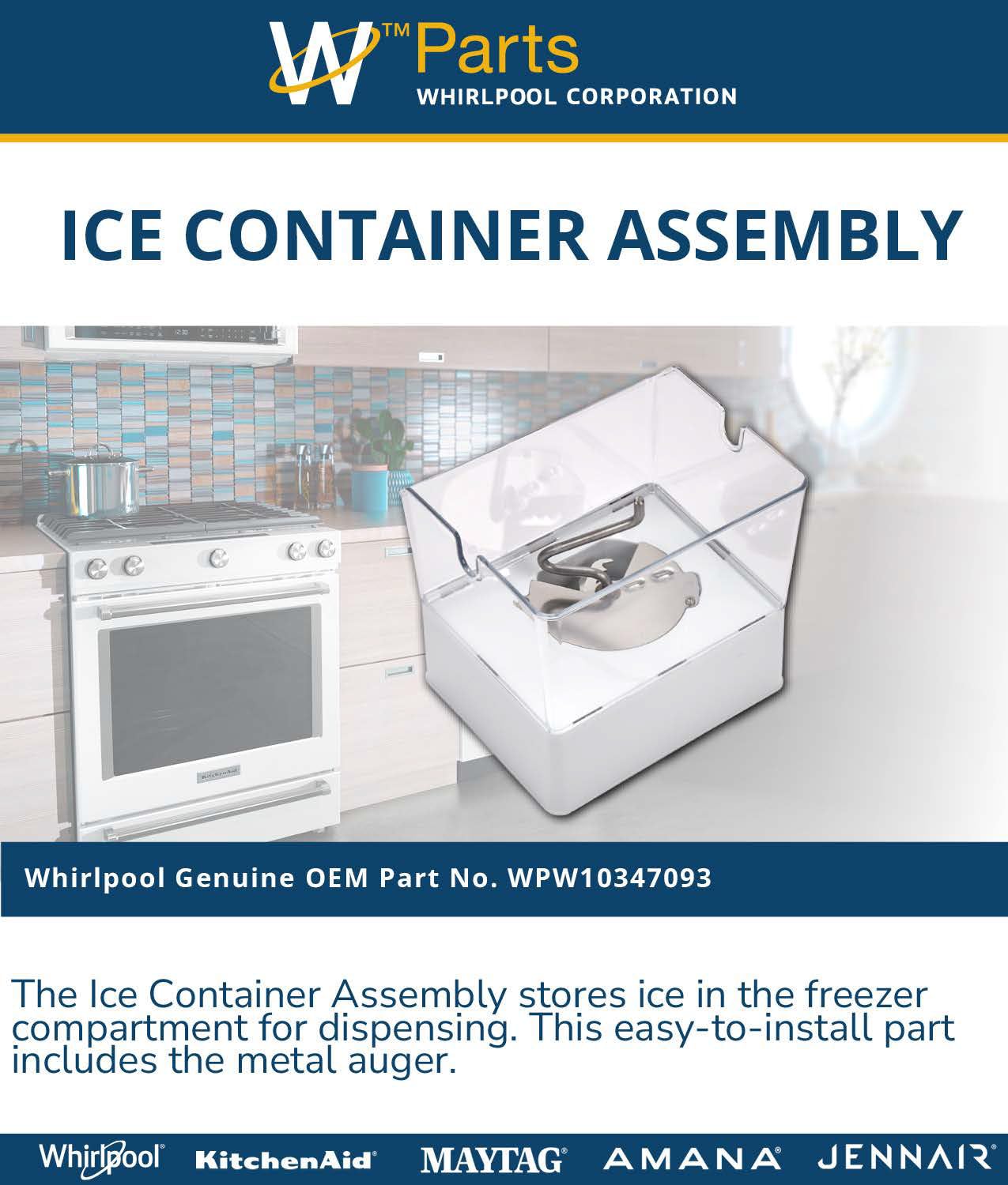 Whirlpool WPW10347093 OEM Ice Container Assembly