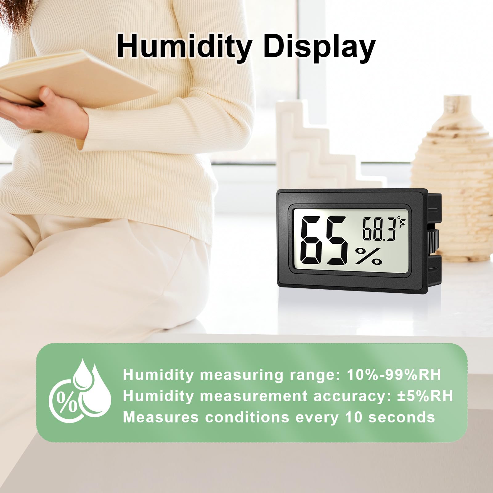 6-Pack Mini Hygrometer Indoor Humidity Meter, Mini Digital Thermometer Humidity Gauge Meter, Indoor Thermometer Hygrometer Monitor Fahrenheit (℉) for Humidors, Reptile Thermostat, Jars Reptile, Fridge