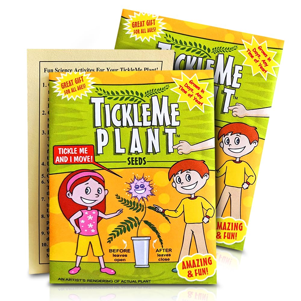TickleMe Plant Seeds for Indoor Planting (2-Pack) – Interactive Party Favor | Leaves Close When Touched, Reopen in Minutes – Easy Indoor House Plant Seeds, Can Flower, Includes 10 Fun Activities