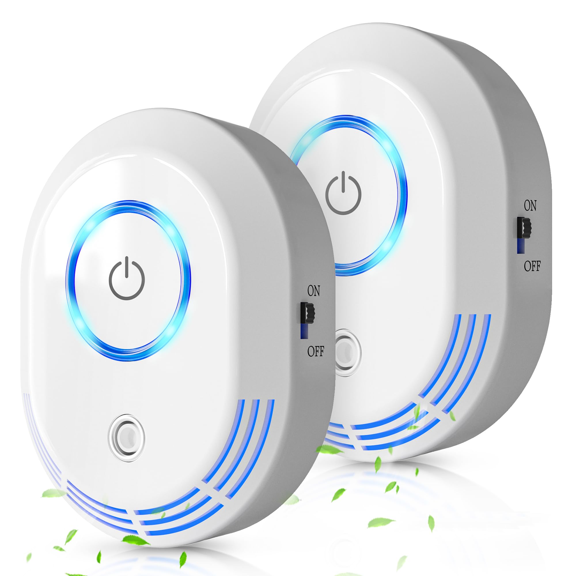 Plug in Air Ionizers 60 Million Negative Ions Out Put, 2 in 1 Ozone Odor Eliminator and Air Ionizers for Home, Kitchen, Bedroom, Office, Mini Air Cleaner for Dust, Smoke, Pets, 2 Pack