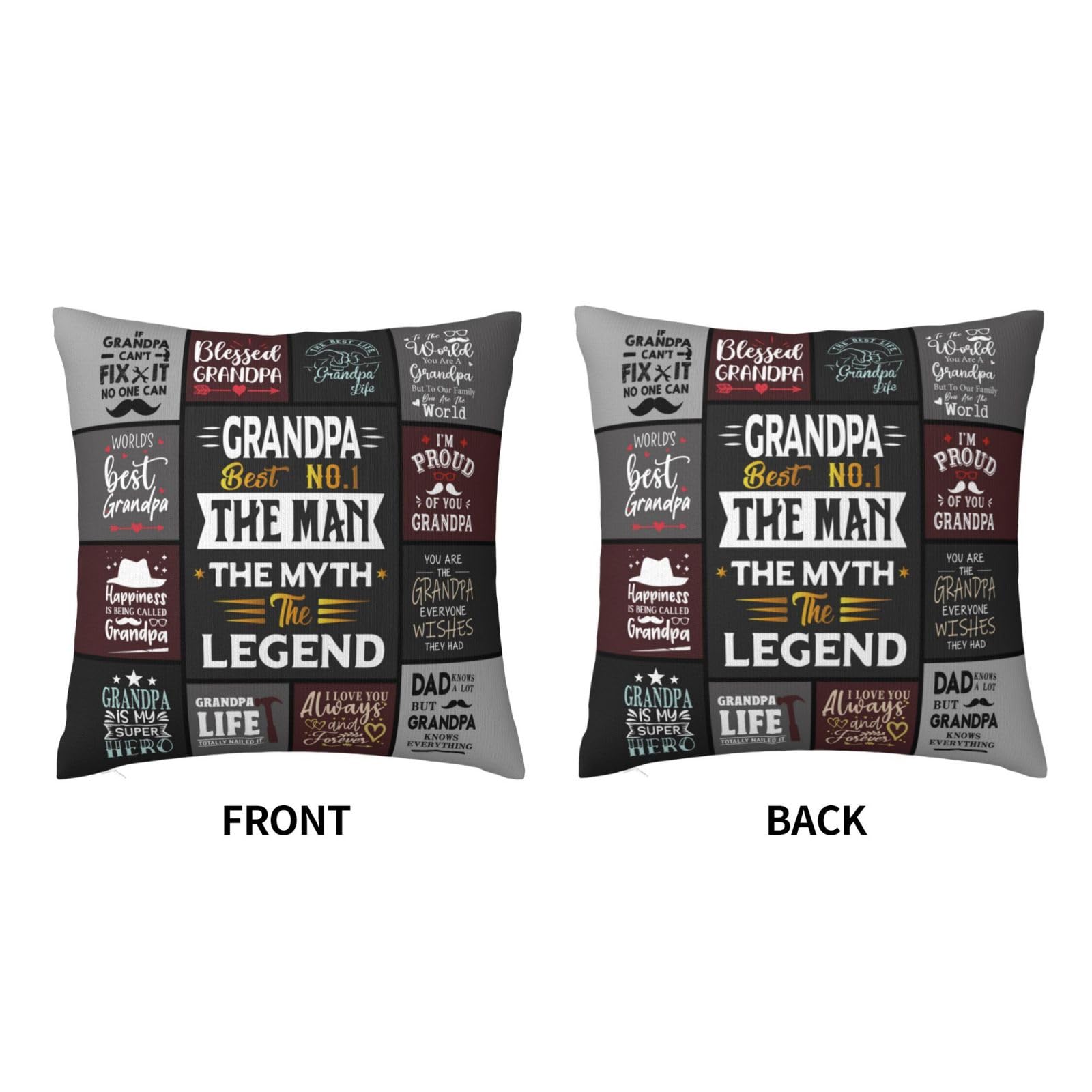 Gifts for Grandpa - Christmas Grandpa Gifts - Xmas Grandpa Birthday Gift - Unique Grandpa Gifts from Granddaughter, Grandson, Grandchildren - Birthday Gifts for Grandpa Throw Pillow Cover 18x18 Inch