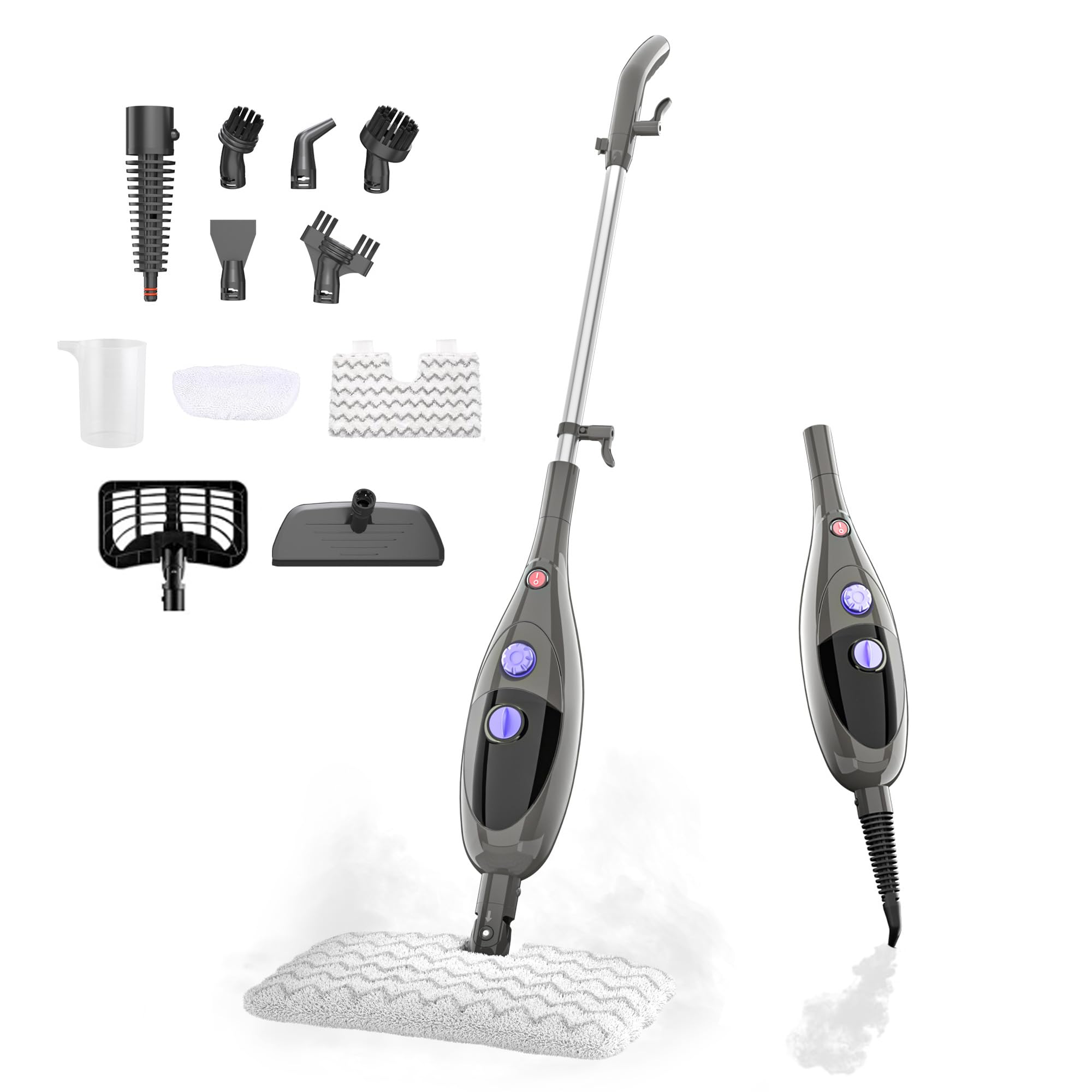 12 in 1 Steam Mop,Detachable Handheld Steam Cleaner for Hardwood Floors, Tile, Carpet, Clothes, Windows & Furniture, Lightweight Floor Steamer with 15S Fast Heat-Up & Adjustable Steam