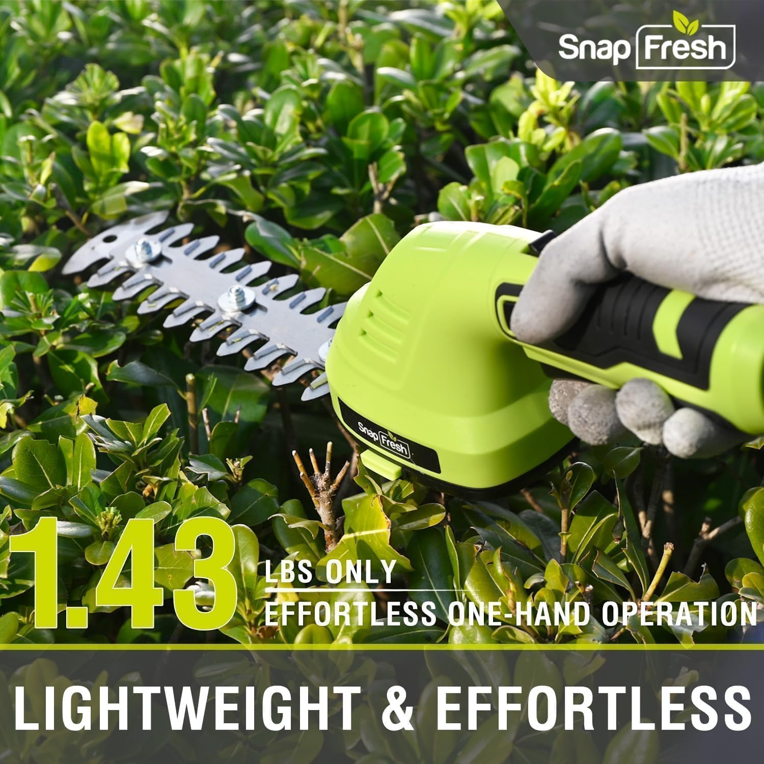 SnapFresh Hedge Trimmer Cordless Grass Shear, 2 in 1 8V Electric Grass Clipper and Hedge Shears with Rotating Head, Handheld Bush Trimmer/Grass Cutter/Shrub Trimming with Battery for Garden & Lawn