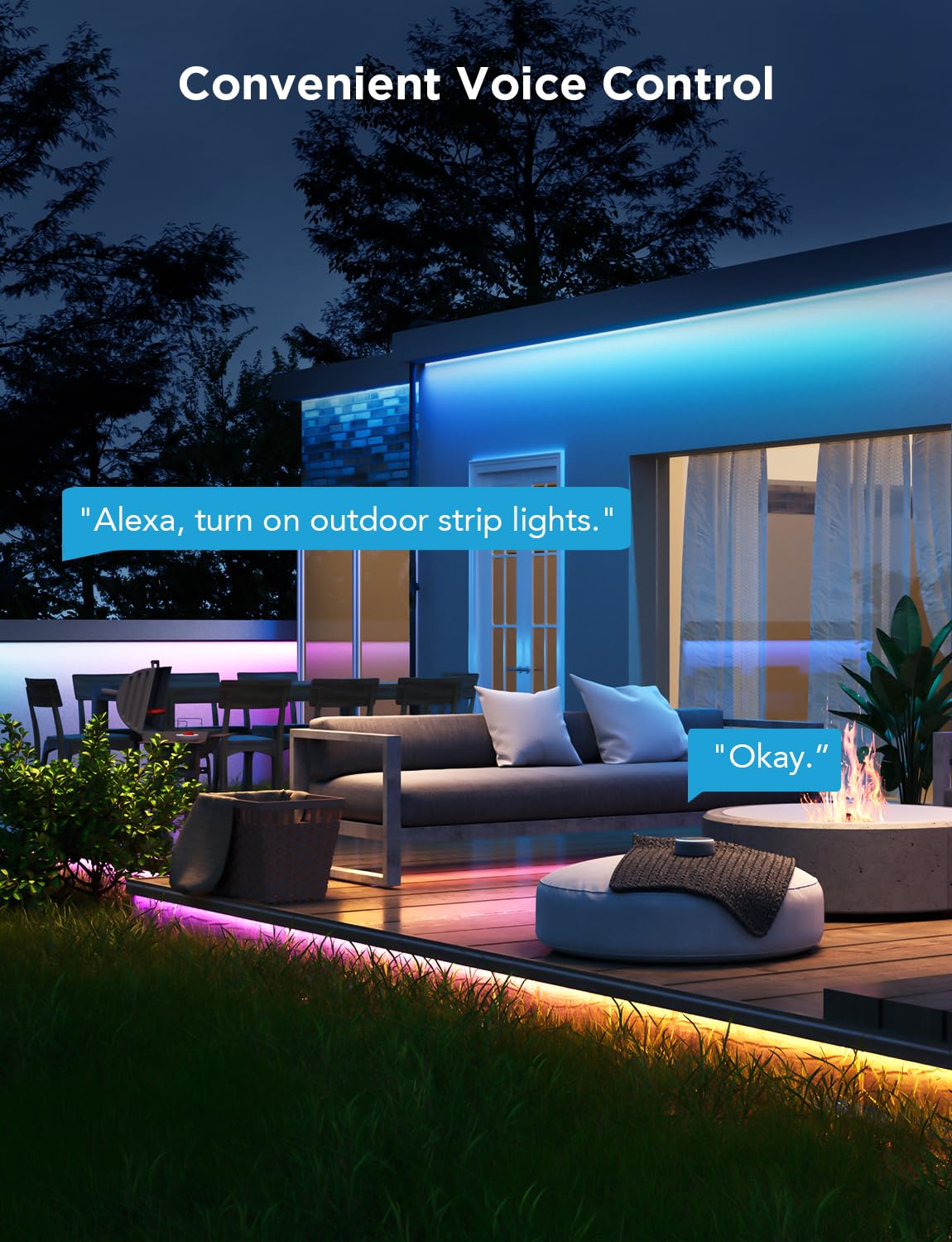 Govee Outdoor LED Strip Lights, 98.4ft Smart Outdoor Lights Work with Alexa and Google Assistant, App Control, IP65 Waterproof, RGBIC Outdoor Lights for Patio, Eave, Christmas Decorations