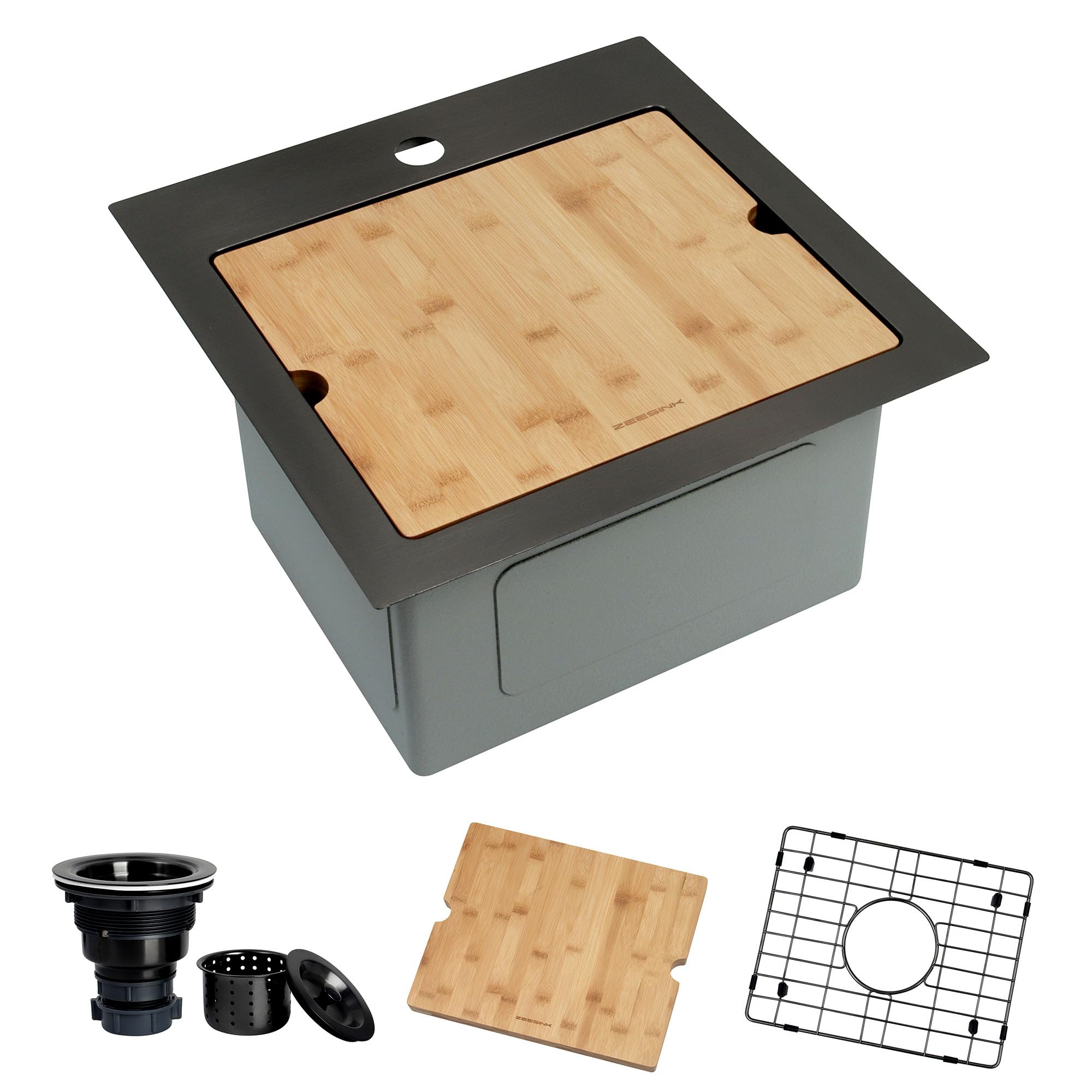 Zeesink Black Bar Sink Drop in,Small RV Sink 17 inch,Wet Bar Sink,Stainless Steel Bar Prep Sink