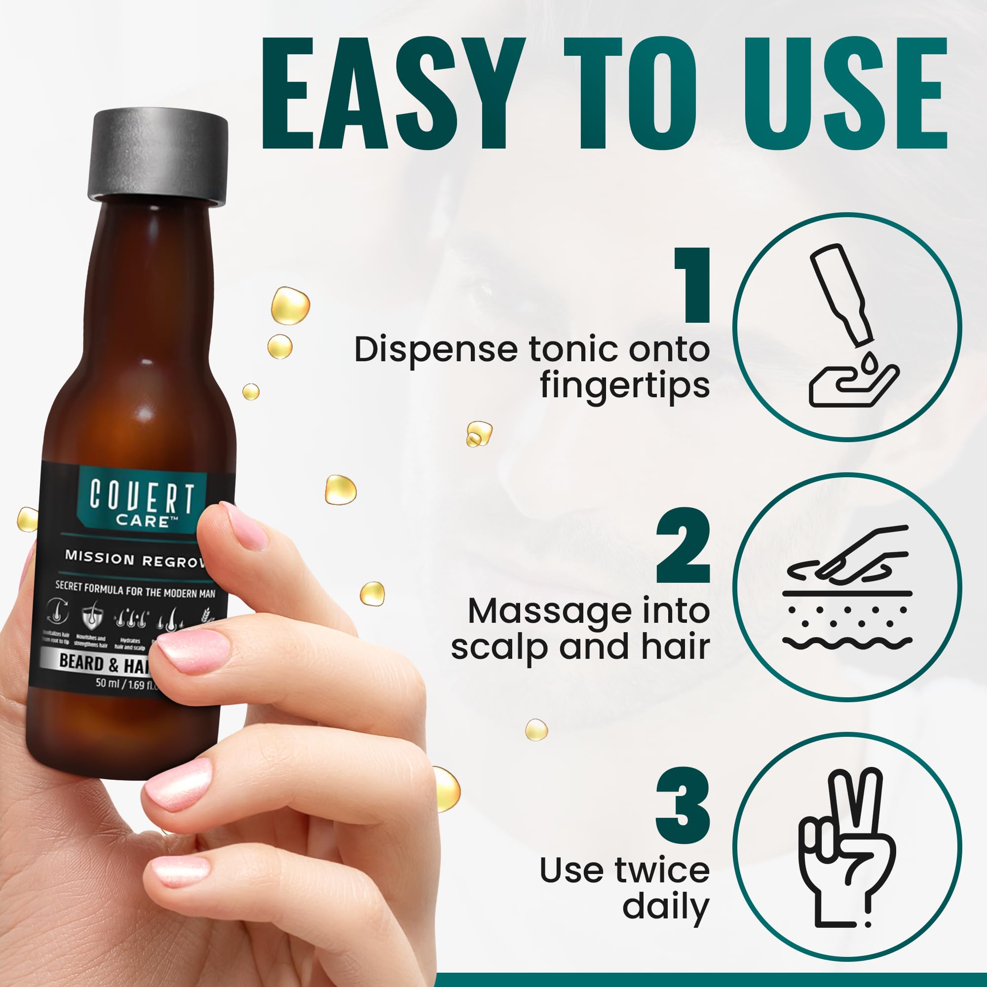 Hair and Beard Thickening Serum for Men ā Lightweight Root Activator for Thinning Hair, Scalp Nourishment for Fuller, Stronger-Looking Hair