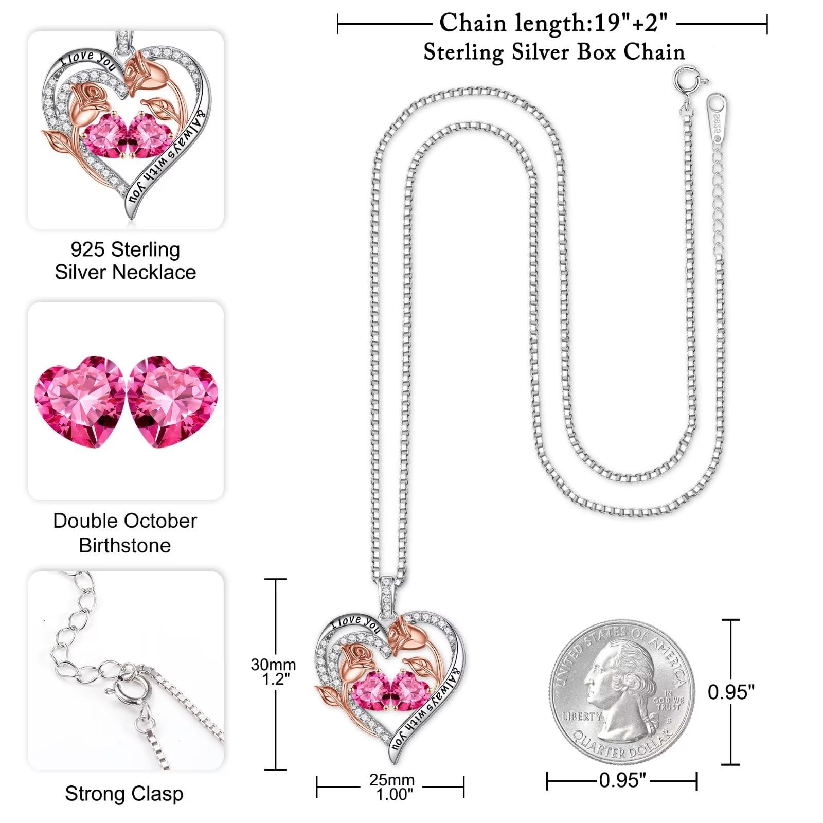 Iefil Birthday Anniversary Necklace Gifts for Women Jewelry, Mothers Day Christmas Wife Birthday Gifts Anniversary Valentines Day Gifts for Her October Birthstone Necklace Sapphire Jewelry