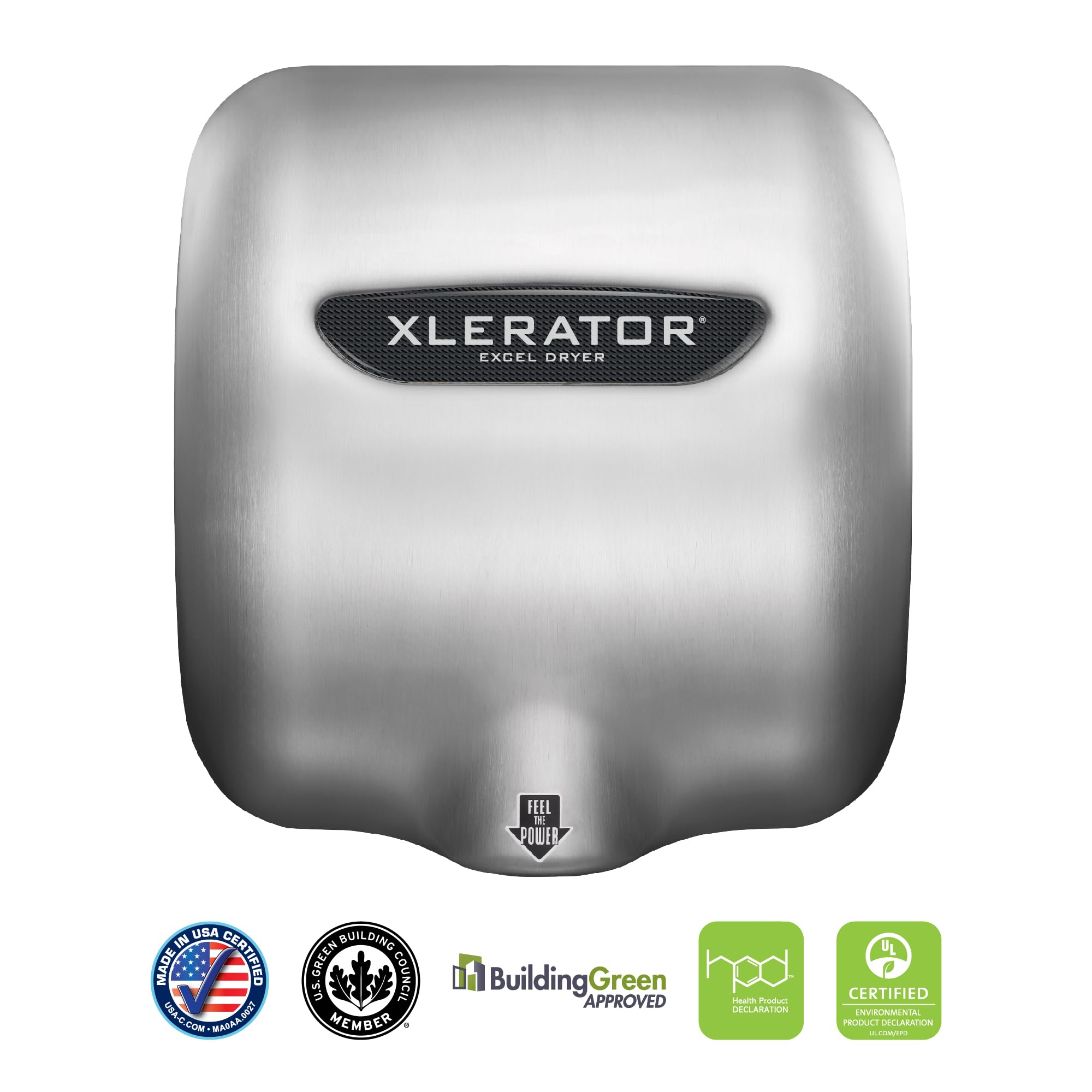XLERATOR XL-SB Automatic High Speed Hand Dryer with Brushed Stainless Steel Cover, 12.5 A, 110/120 V