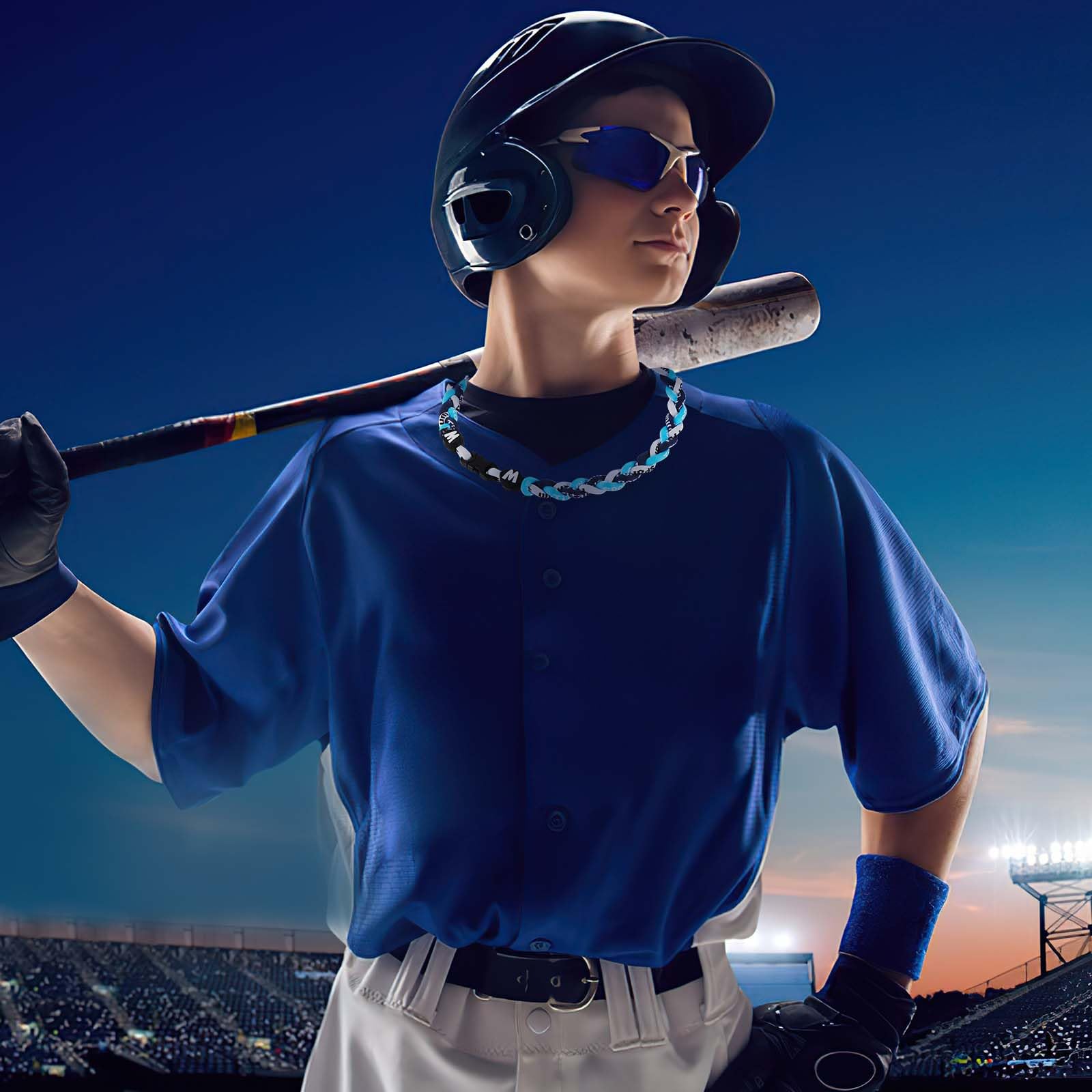 Willtok Premium 18inch Baseball Necklace, Sports Fan Necklaces, Baseball Rope Tornado Necklace