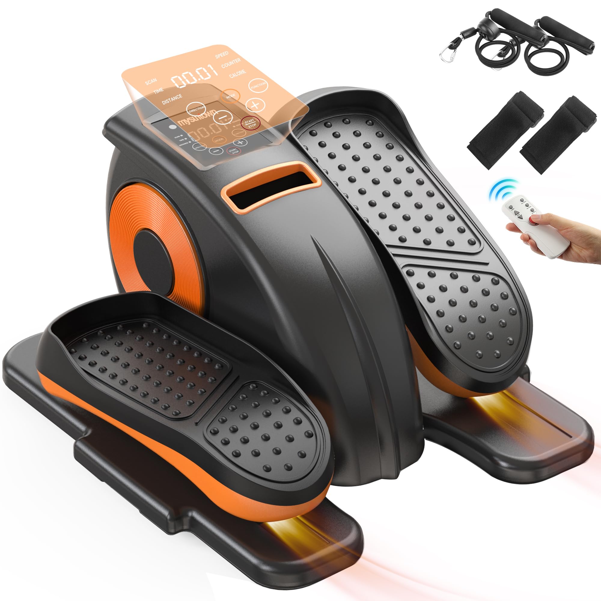 Mysuntown Under Desk Elliptical for Home, Leg Exerciser While Sitting for Seniors Fully Assembled, Ellipse Leg Exerciser with 12 Adjustable Speeds & Remote Control & Pedals Straps