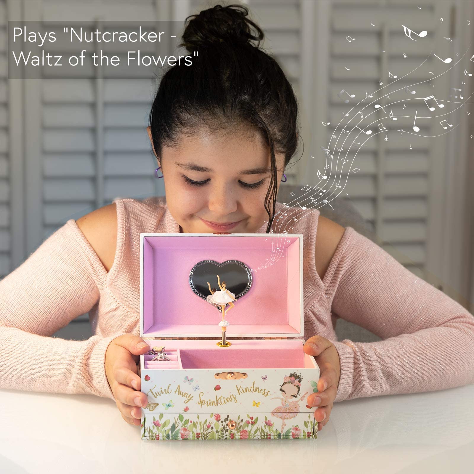 The Memory Building Company Music Box - Ballerina Jewelry Box for Girls and Boys w/Matching Necklace and Bracelet - Birthday Gifts for Girls Age 6 and Up - Stocking Stuffers