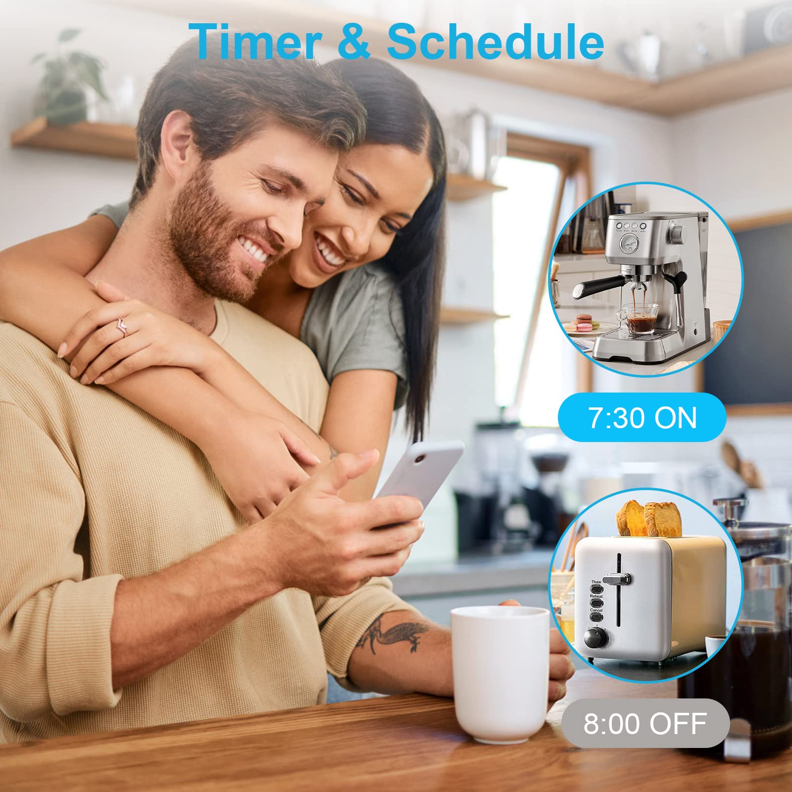EIGHTREE Smart Plug, Smart Home WiFi Outlet Compatible with Alexa & Google Home, Smart Socket with Remote Control & Timer Function, 2.4GHz WiFi Only