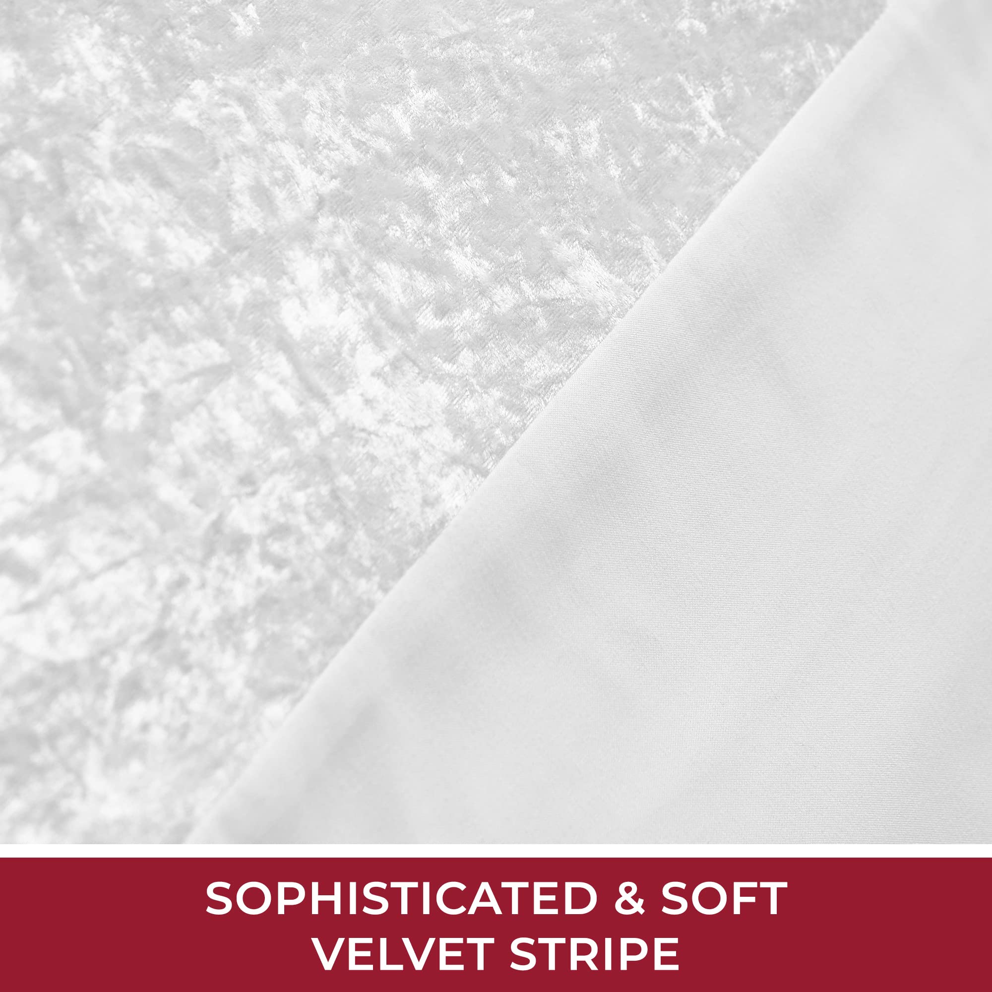 Mellanni Duvet Cover Set - Soft & Cooling Microfiber - Wrinkle, Fade, and Stain Resistant - Button Closure and Corner Ties - Velvet Stripe (Queen, White)