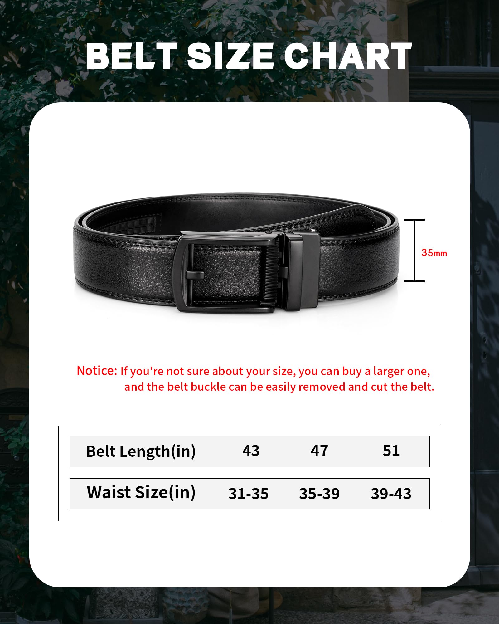 maikun Mens Brown Leather Belt Men, Ratchet Belt Men, Click on Belt, Casual Dress Belt Every Day For Waist Size 31-35"