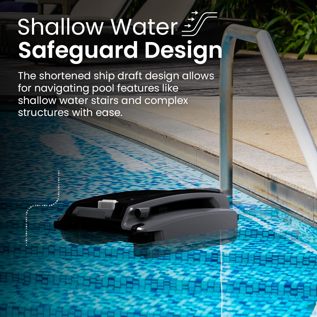 Betta SE Plus - Solar Powered Robotic Pool Skimmer with Dual Charging Options and 30-Hour Continuous Cleaning Battery Power, Anti-Stuck Foam Noodle, Shallow Water Safeguard