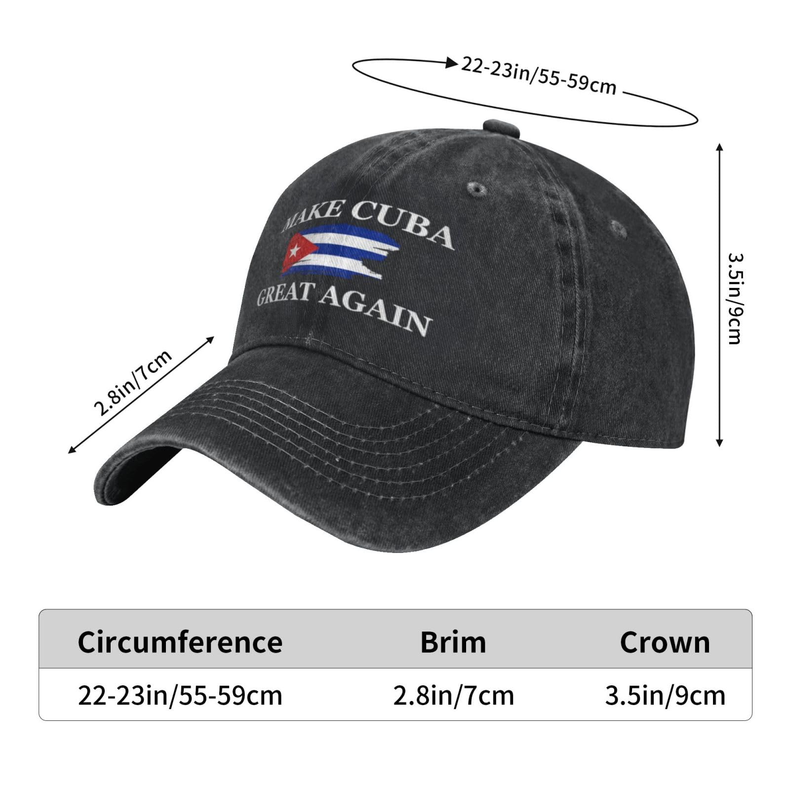 Atmostcards Make Cuba Great Again Hat Adjustable Cuban Hats for Men Distressed Mens Baseball Caps Women Denim Cap Black Hat