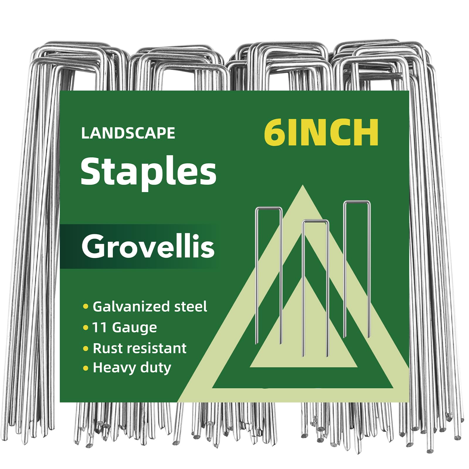 6 Inch Galvanized Landscape Staple, 11 Gauge Heavy Duty Garden Stakes for Barrier Fabric,Tent Stake,Plant Stakes Ground Anchors (25)