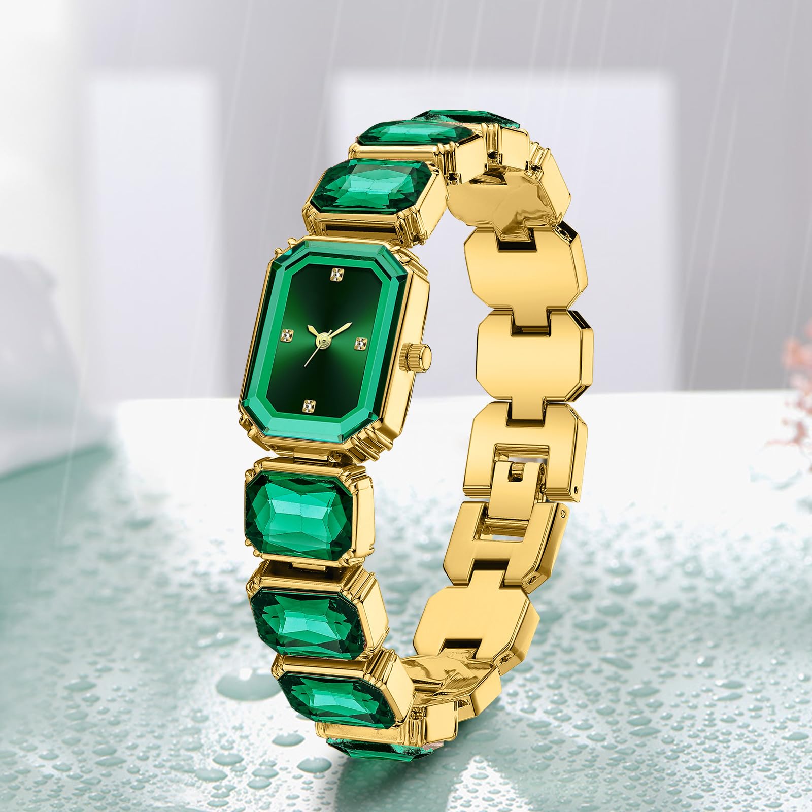 BESTKANG Luxury Crystal Bangle Watch Ladies' Fashion Waterproof Watch (Green)
