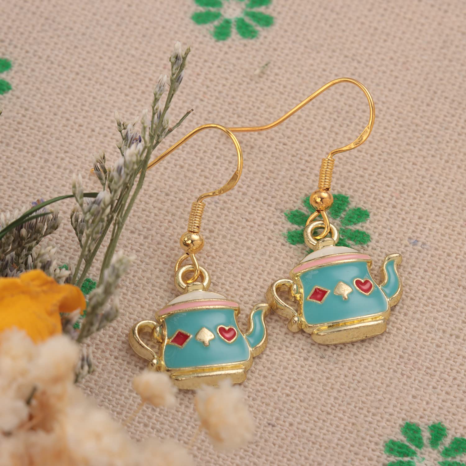 Teapot Themed Gifts For Women Earrings Wonder Land Mini Tea Pot Ornament Bubble Tea Pot Green Teapot Earrings