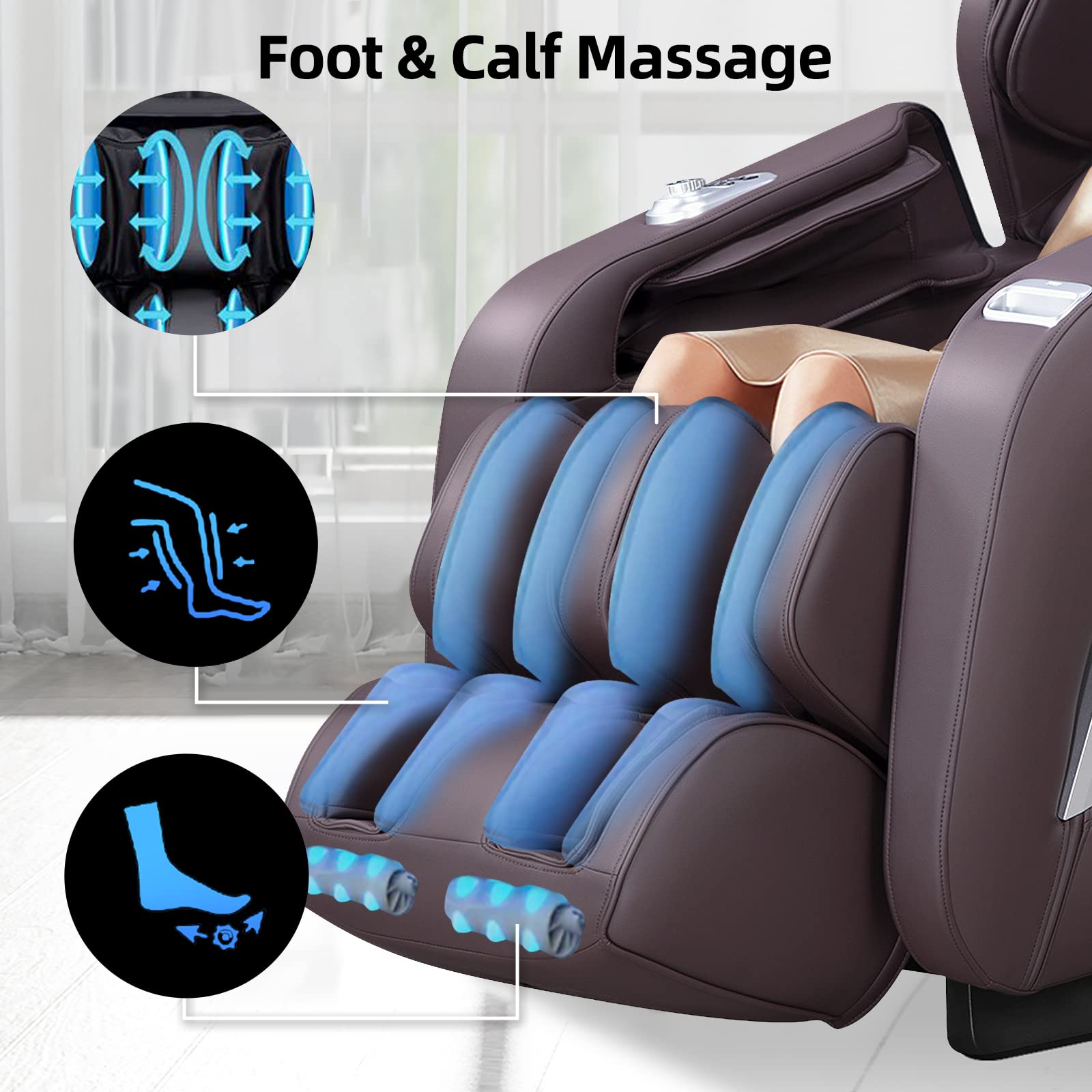 iRest 2024 A306 Massage Chair, Full Body Zero Gravity Recliner with Yoga Stretching, Intelligent Voice Control, SL Track, Foot Rollers, Airbags, Heating, and Bluetooth (Brown)