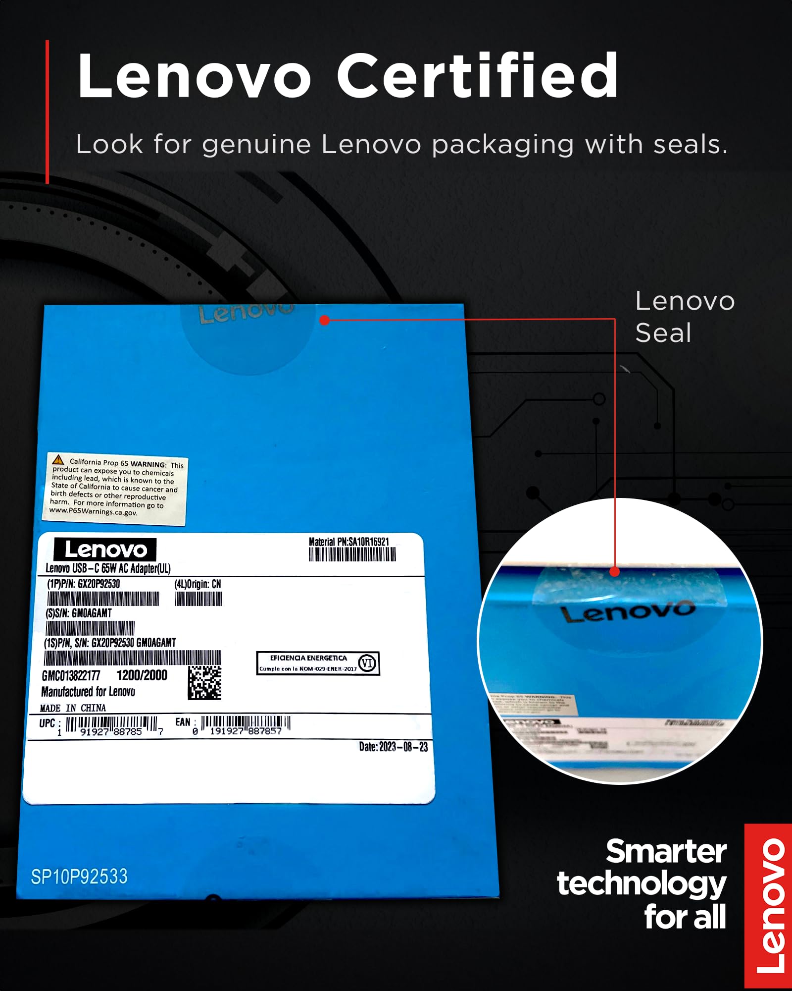 Lenovo USB-C 65W AC Adapter (UL) - 65 W - 5 V DC Output
