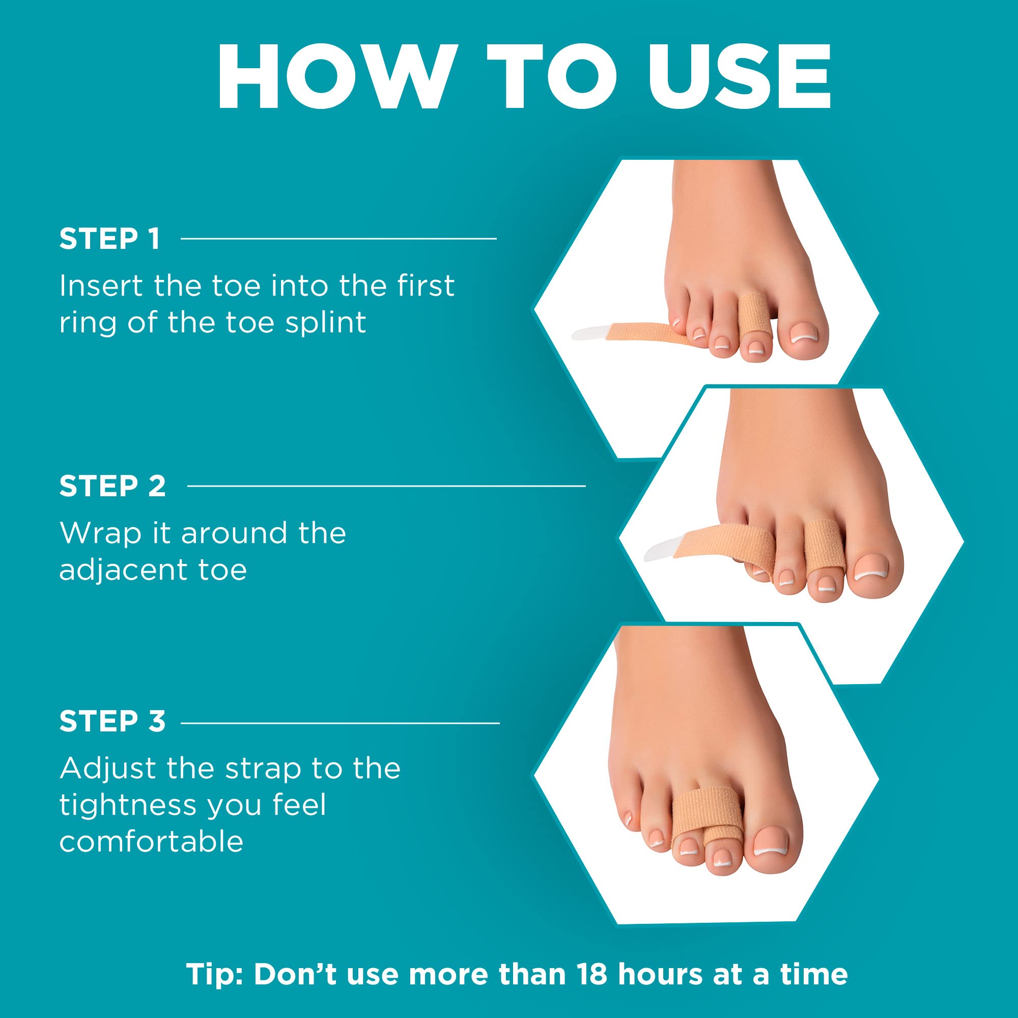 Homergy Hammer Toe corrector for Women and Men, 4 Pack, Reusable Fabric Buddy Wraps for Broken Toes, Hammertoe Corrector