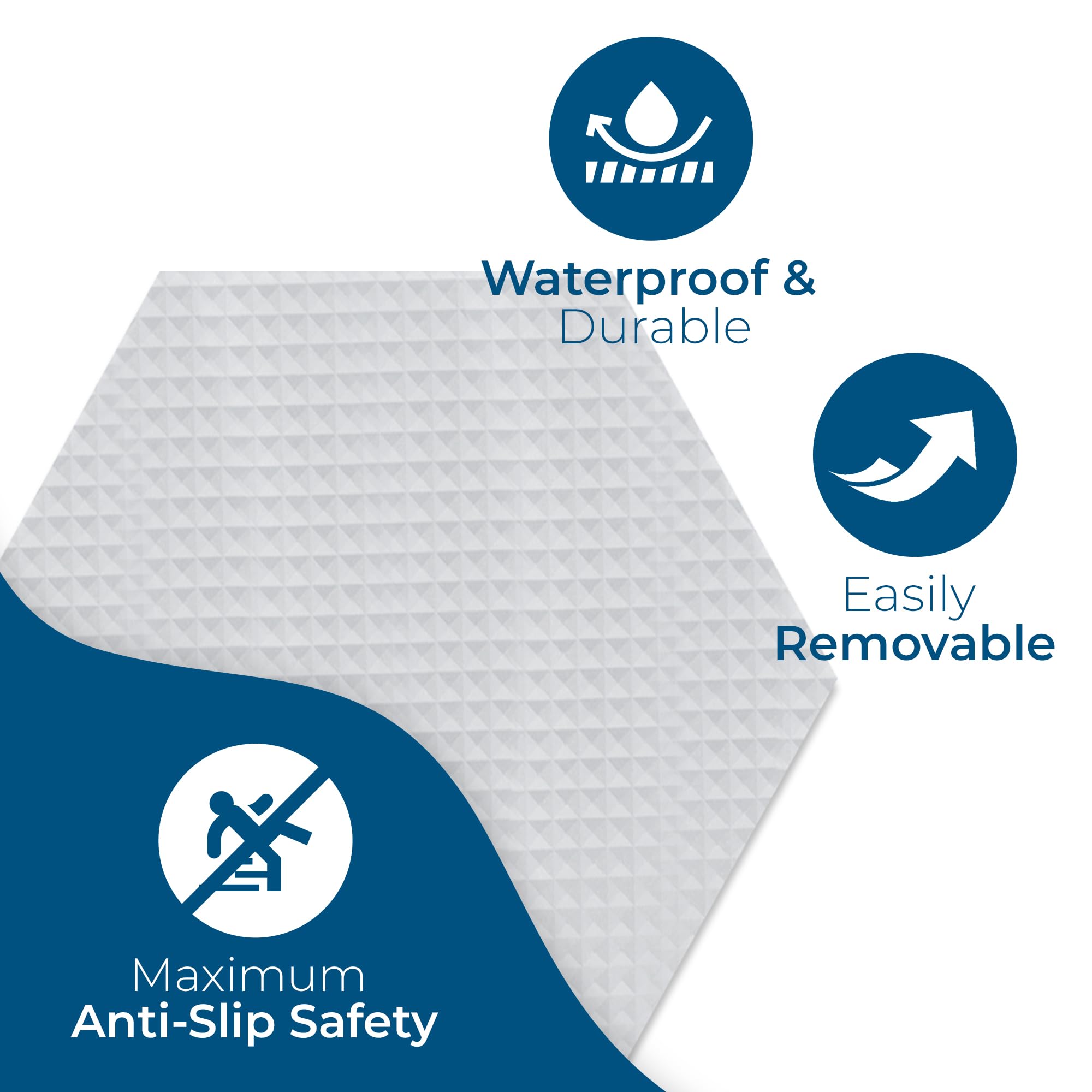 Homergy Hexagon and Curved Line – Anti-Slip Shower Stickers, 48 PCS Clear Adhesive Safety Strips