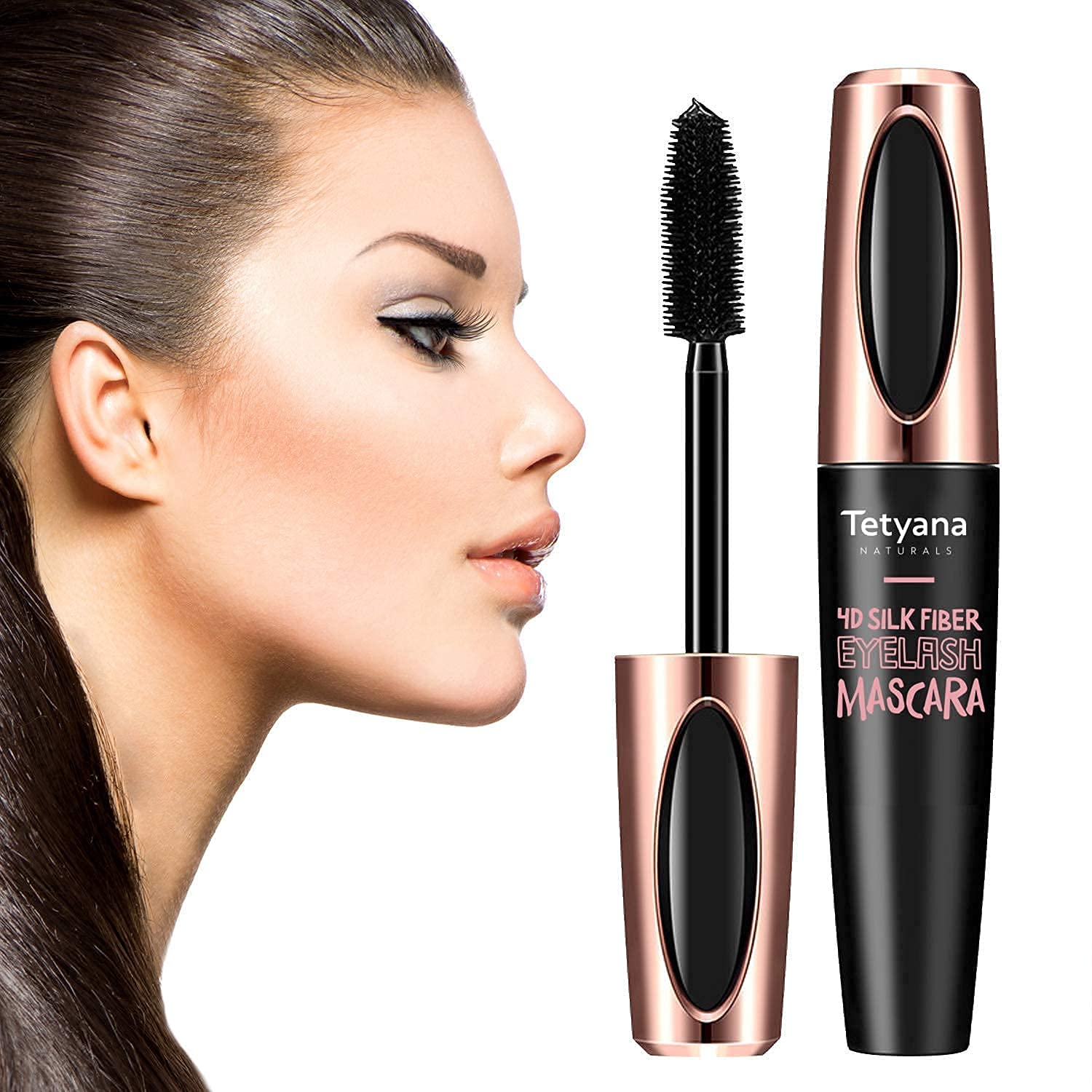 4D Silk Fiber Lash Mascara Waterproof, Luxuriously Longer, Thicker, Voluminous Eyelashes, Long-Lasting, Dramatic Extension, Smudge-proof, Hypoallergenic Formula